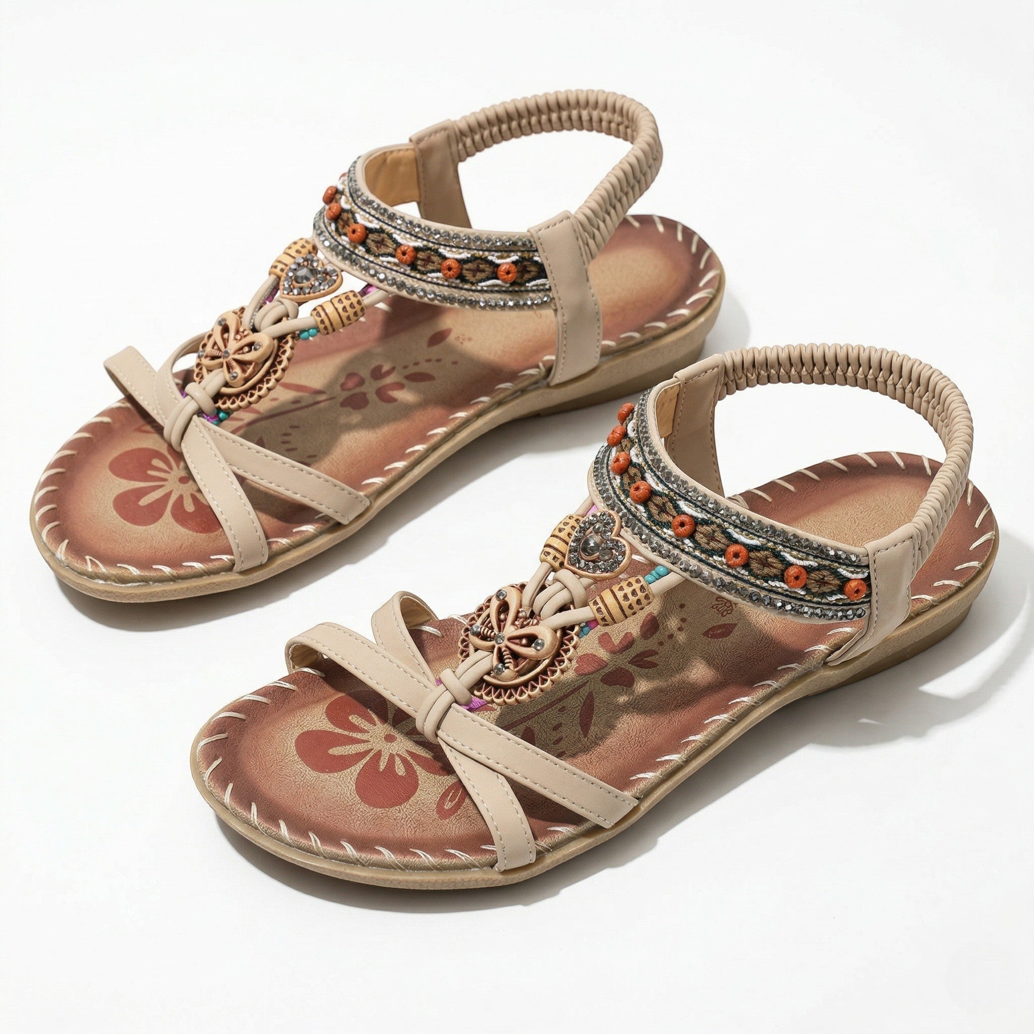 Zoe - Women's Summer Boho Flat Sandals - Sandals - Beige - Parker&Brooks