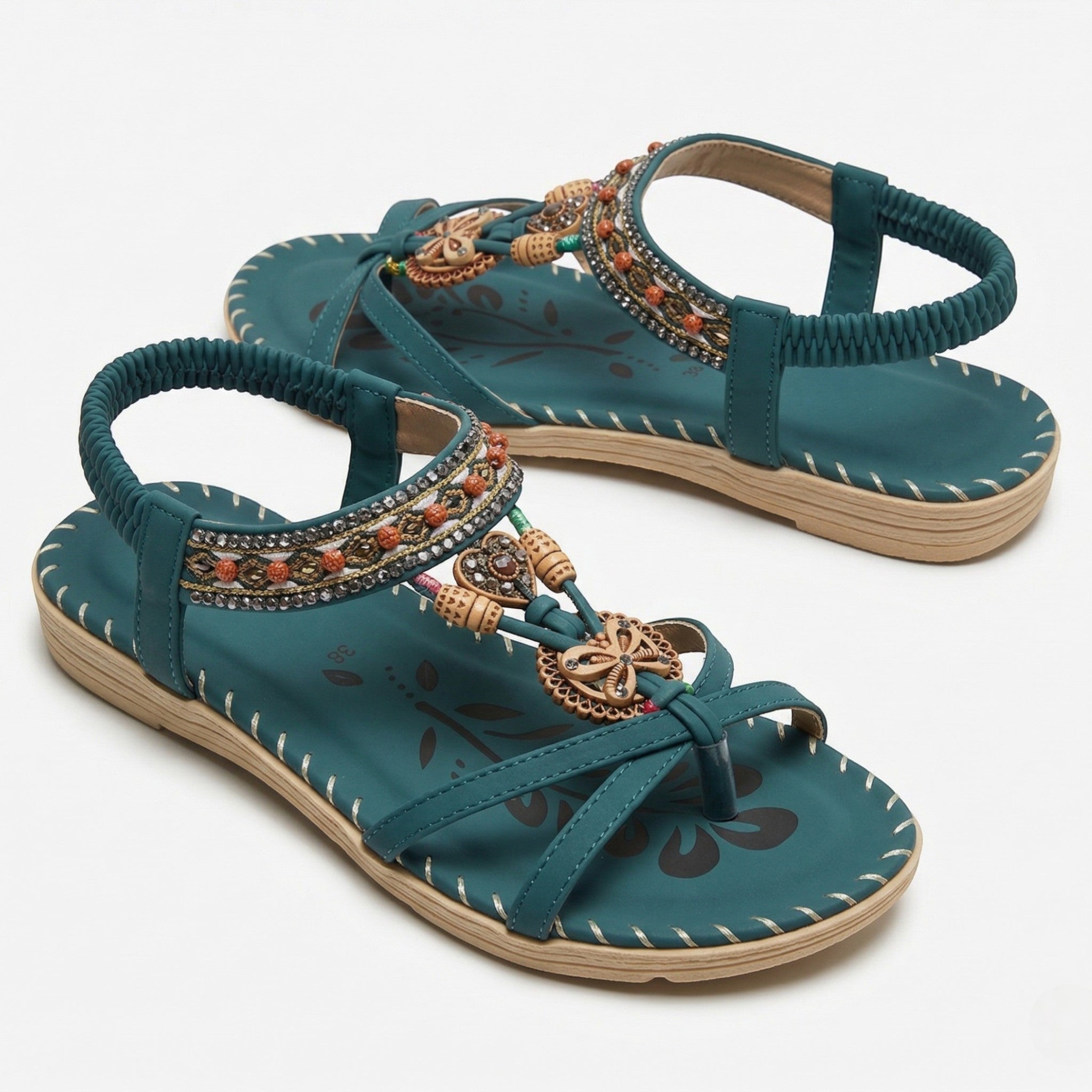 Zoe - Women's Summer Boho Flat Sandals - Sandals - Green - Parker&Brooks