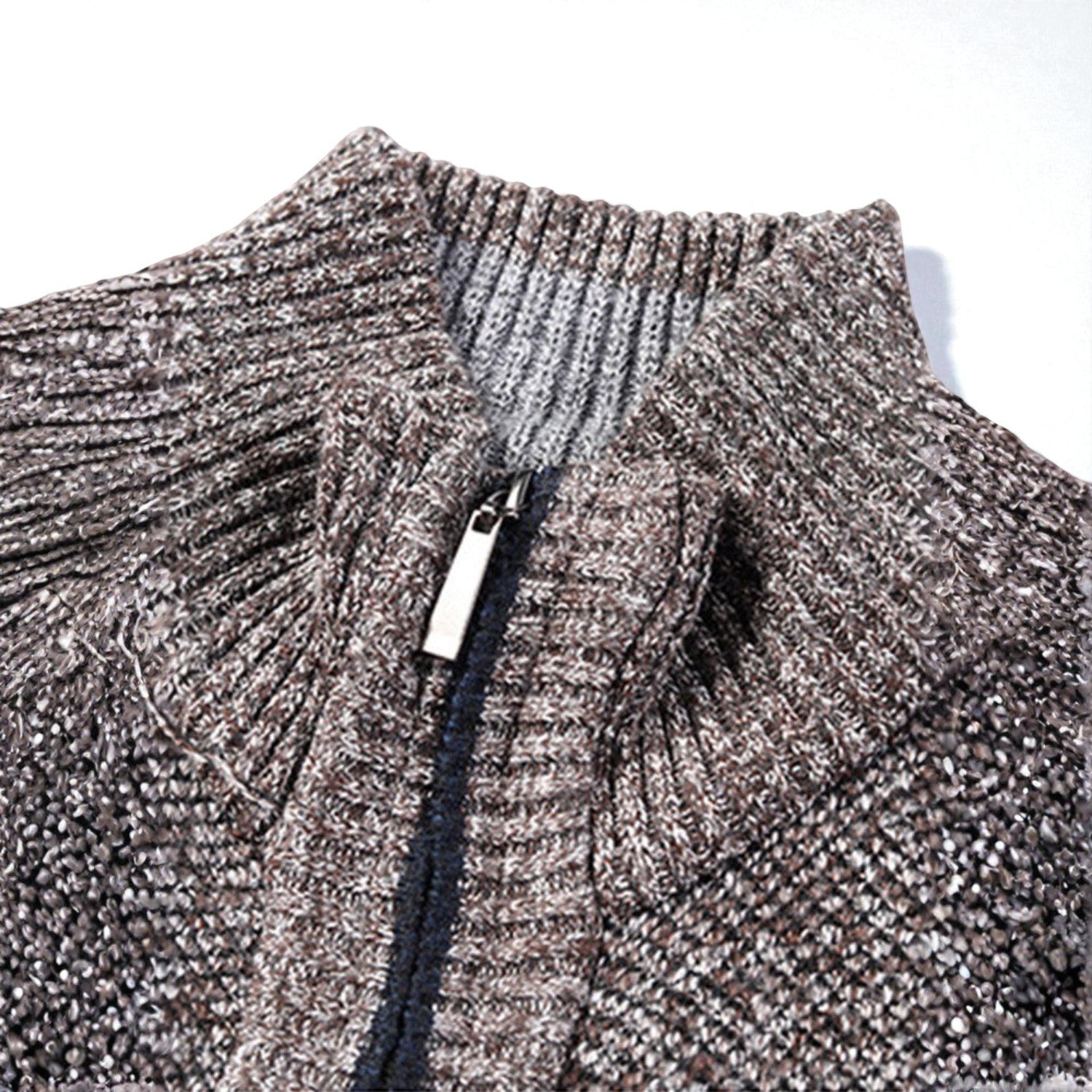 Elias – Men's Cardigan with Zipper & Stand-Up Collar