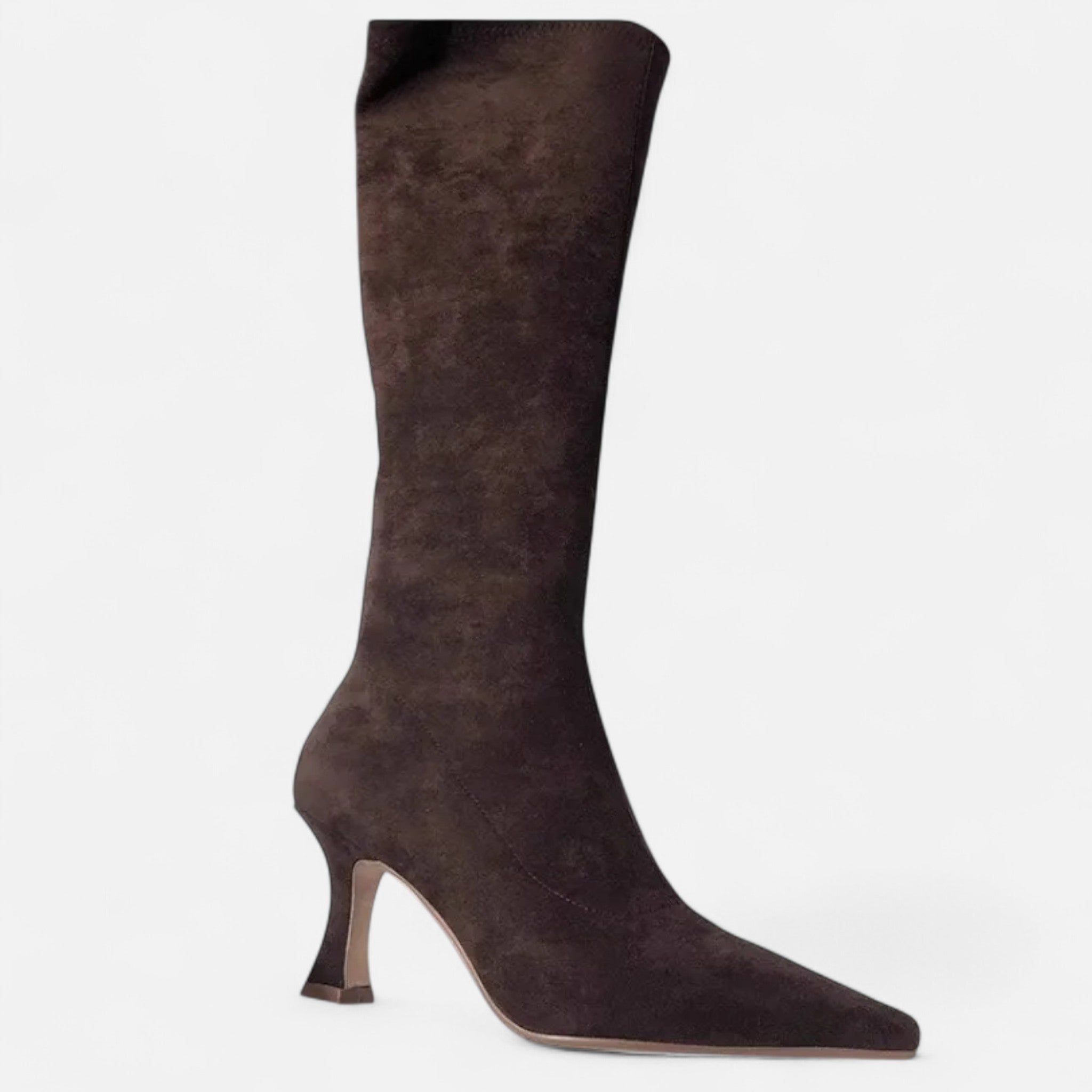 Solène – Women's Suede Knee-High Boots with Heel