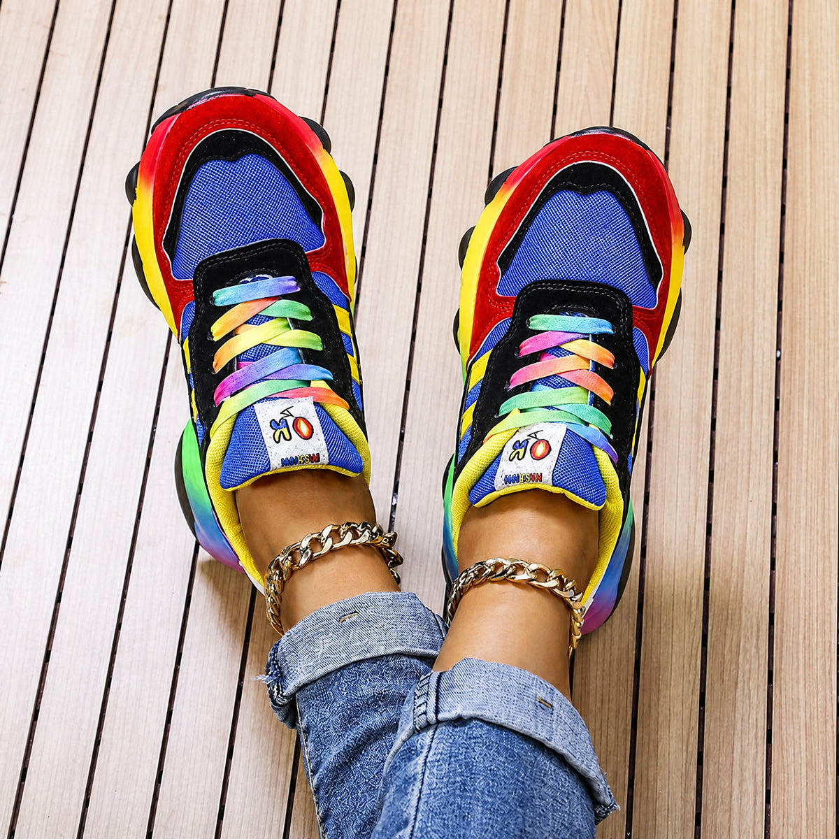 Ava - Women's Orthopedic Rainbow Multicolor Chunky Sneakers