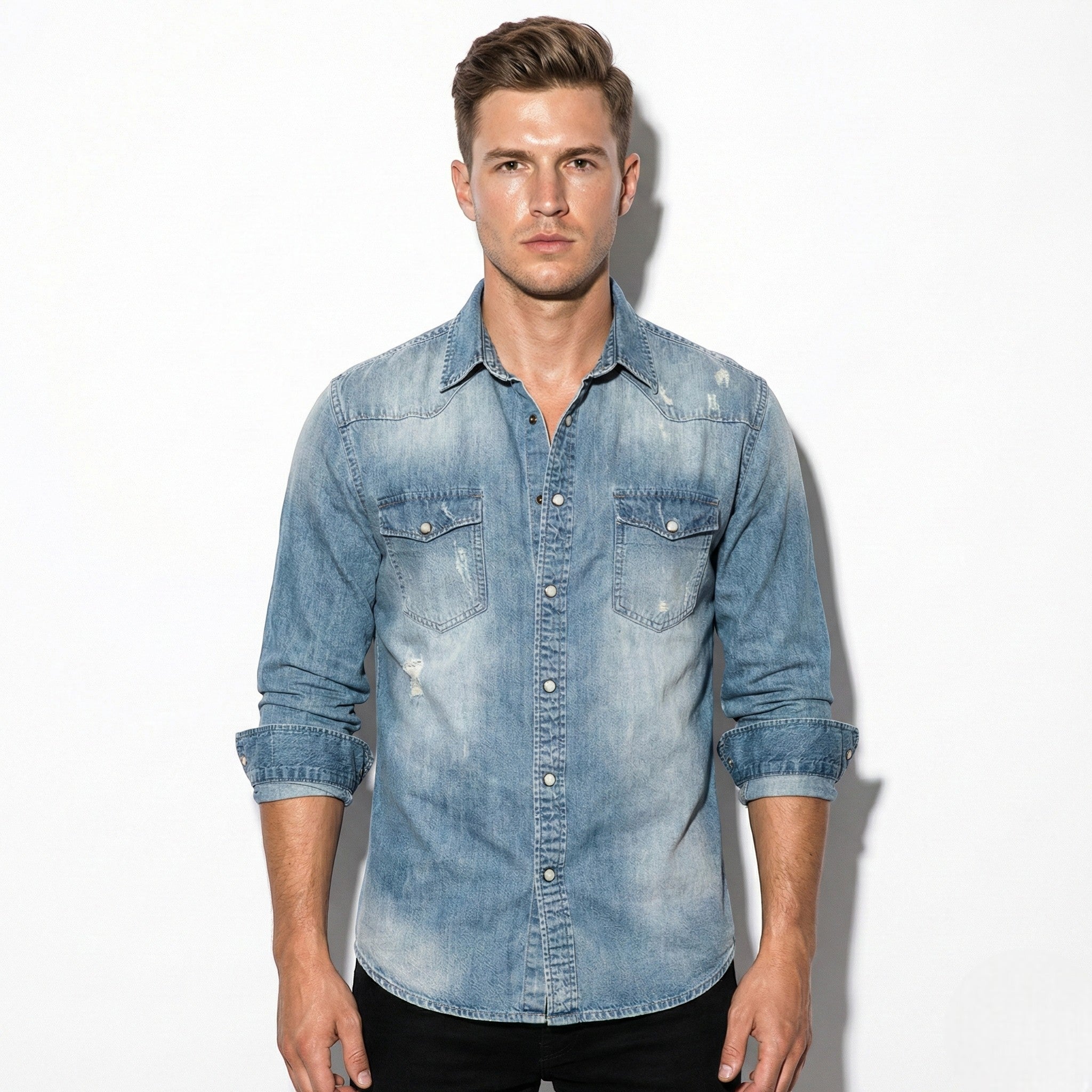 Arthur - Men's Slim Fit Western Denim Shirt
