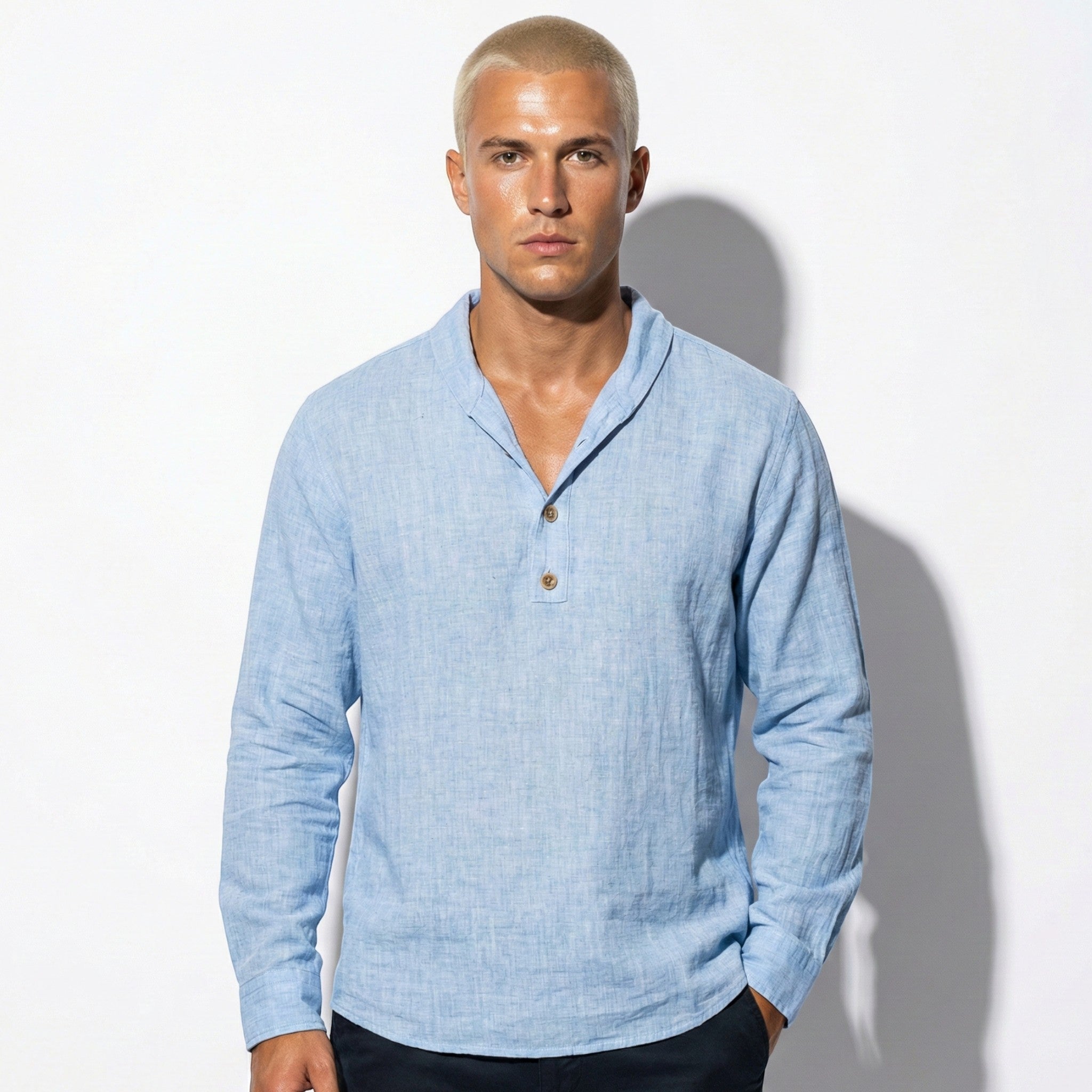 George - Men's Long Sleeve Casual V-Neck Shirt