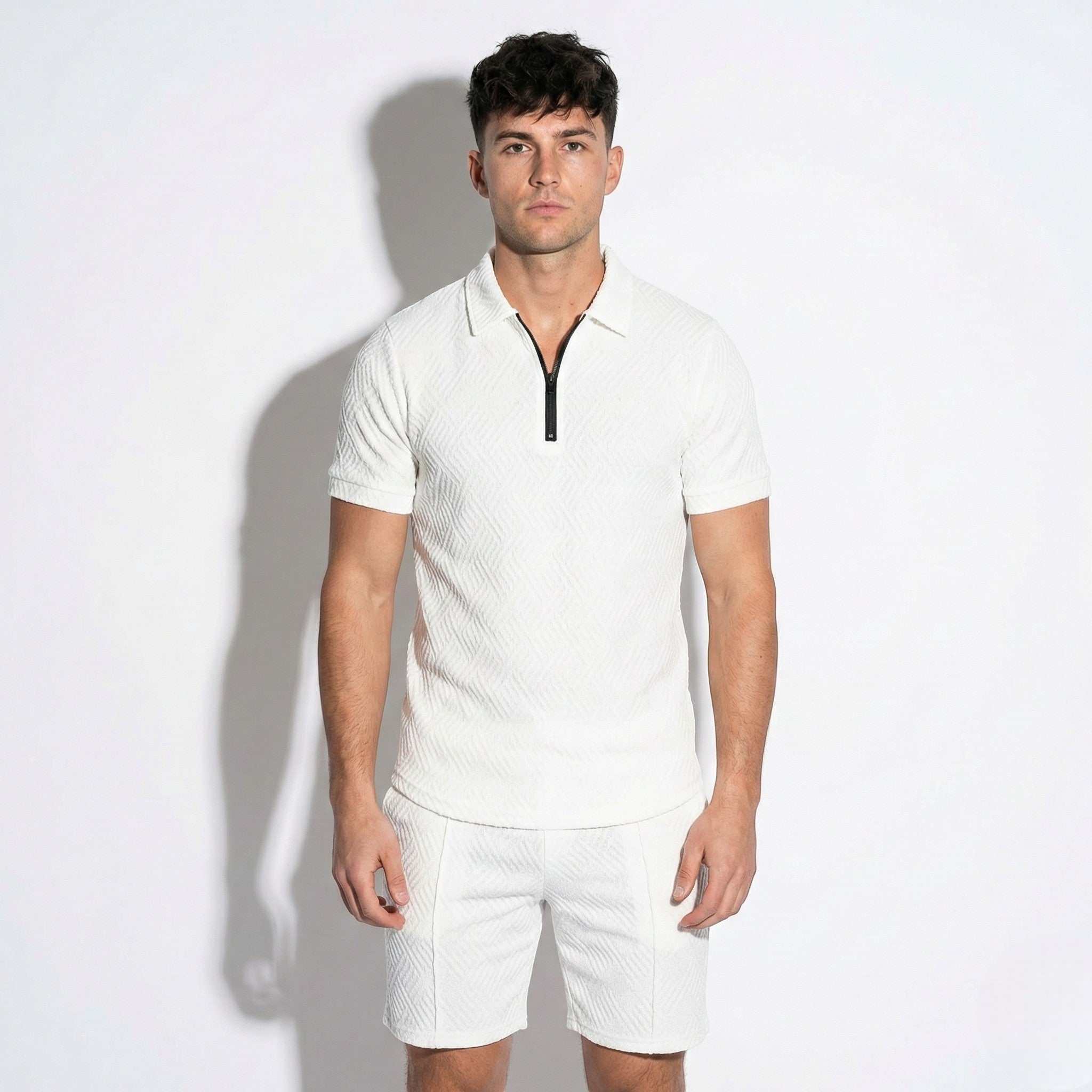 Arthur - Men's Quarter-Zip Polo Shirt and Shorts Set