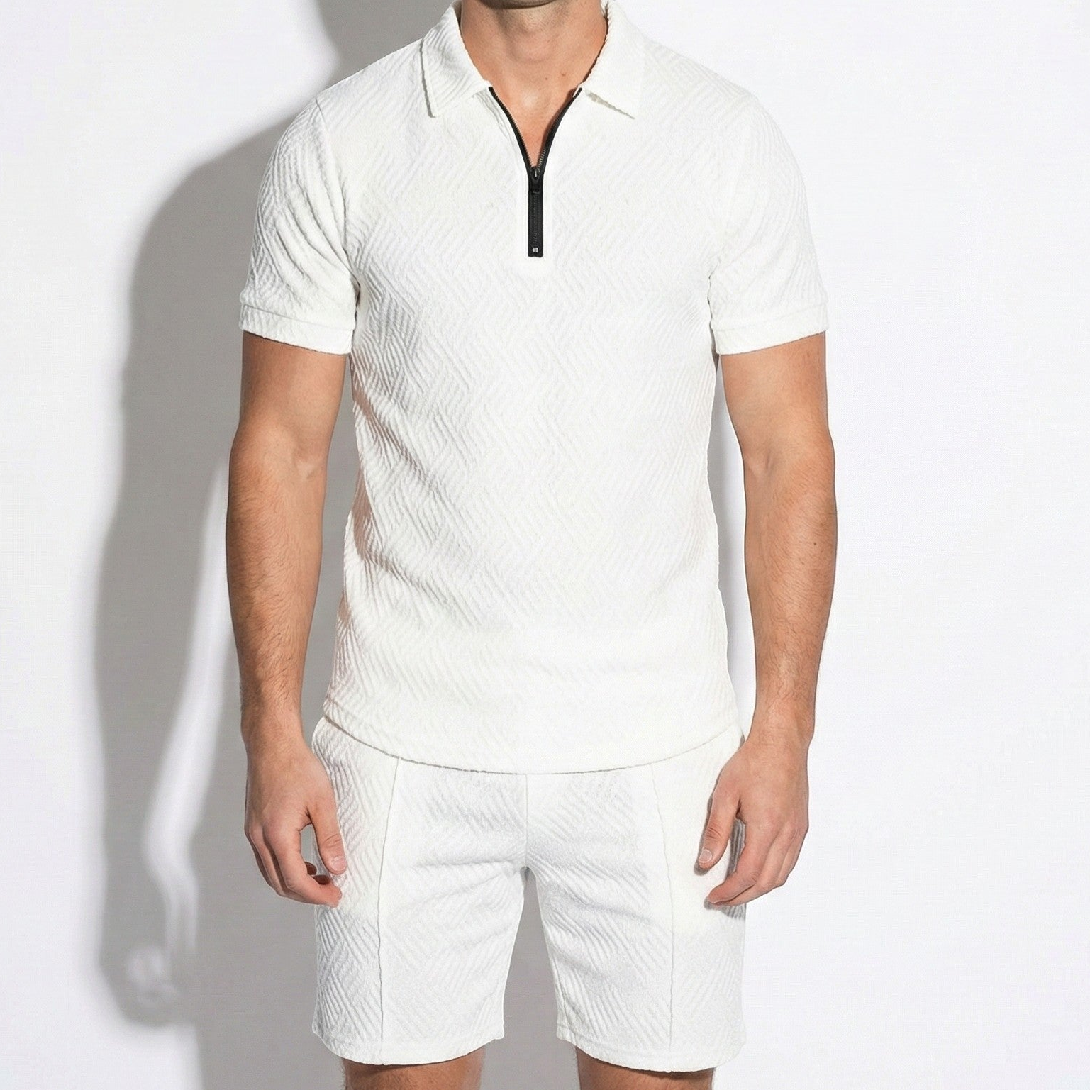 Arthur - Men's Quarter-Zip Polo Shirt and Shorts Set