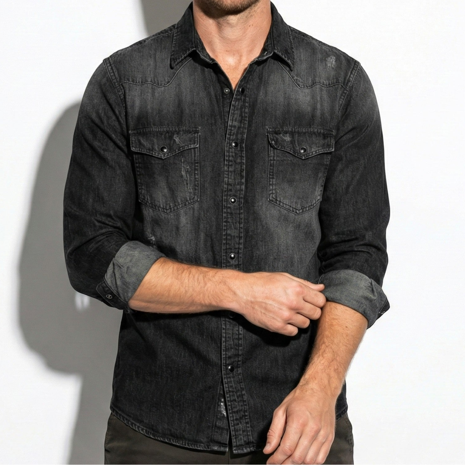 Arthur - Men's Slim Fit Western Denim Shirt