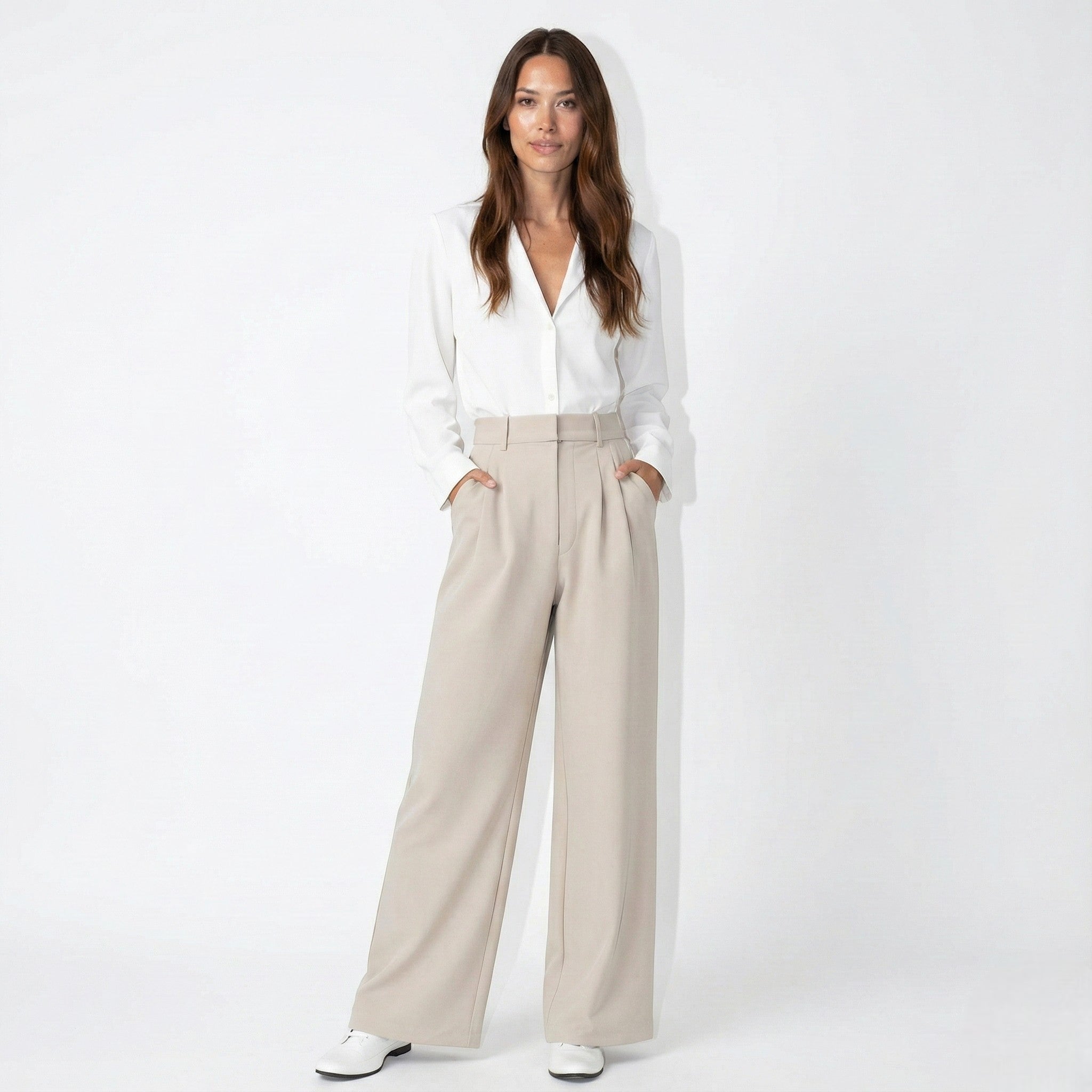 Georgia - Women's Relaxed Fit High-Waist Pleated Wide-Leg Trousers