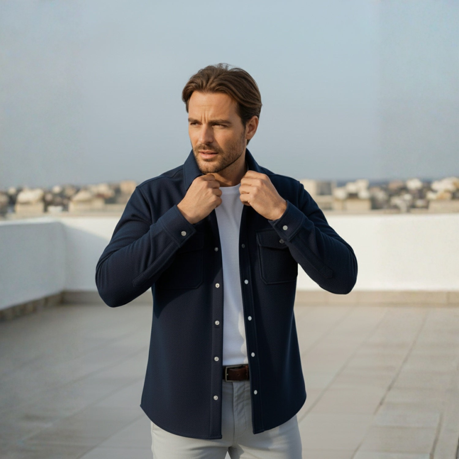 Jaron – Men's Winter Overshirt Navy Blue