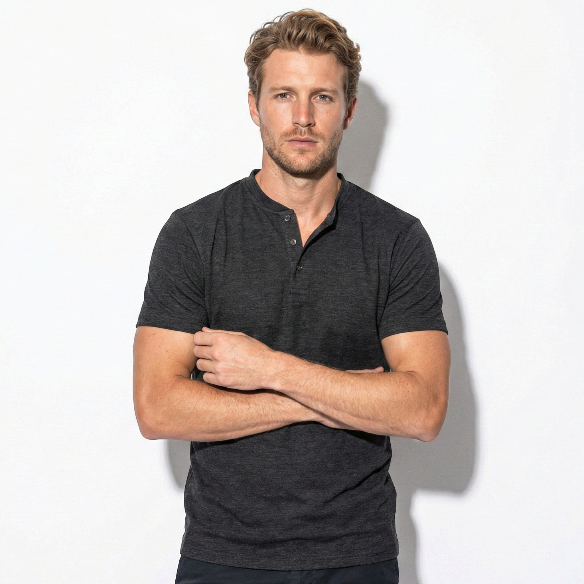 Oliver - Men's Short Sleeve Henley Shirt with Button Placket