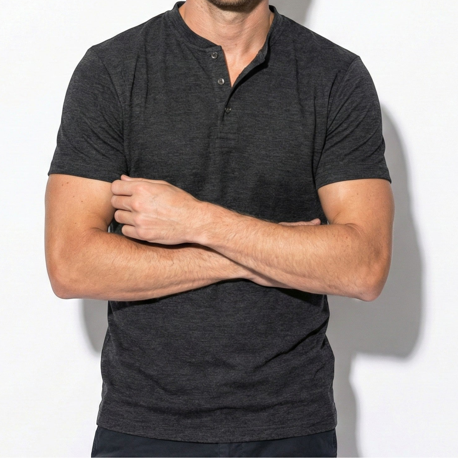 Oliver - Men's Short Sleeve Henley Shirt with Button Placket