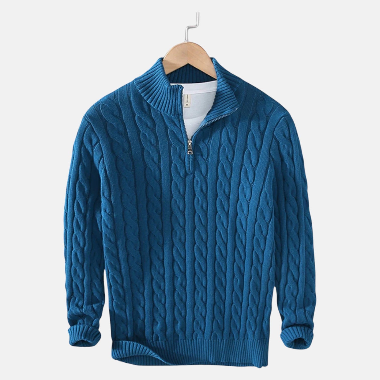 Lior – Men's Cotton Cable Knit Sweater with Zipper