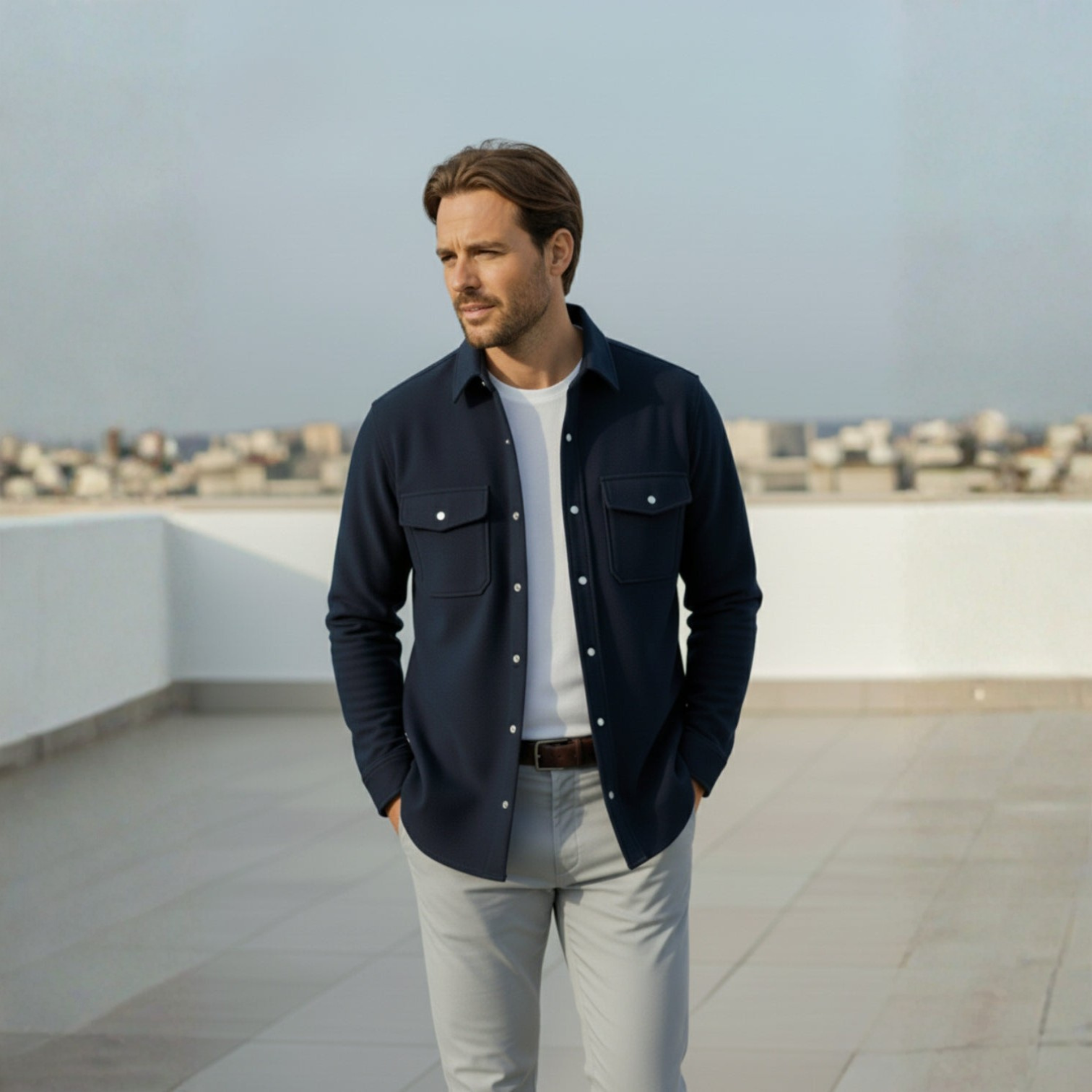 Jaron – Men's Winter Overshirt Navy Blue