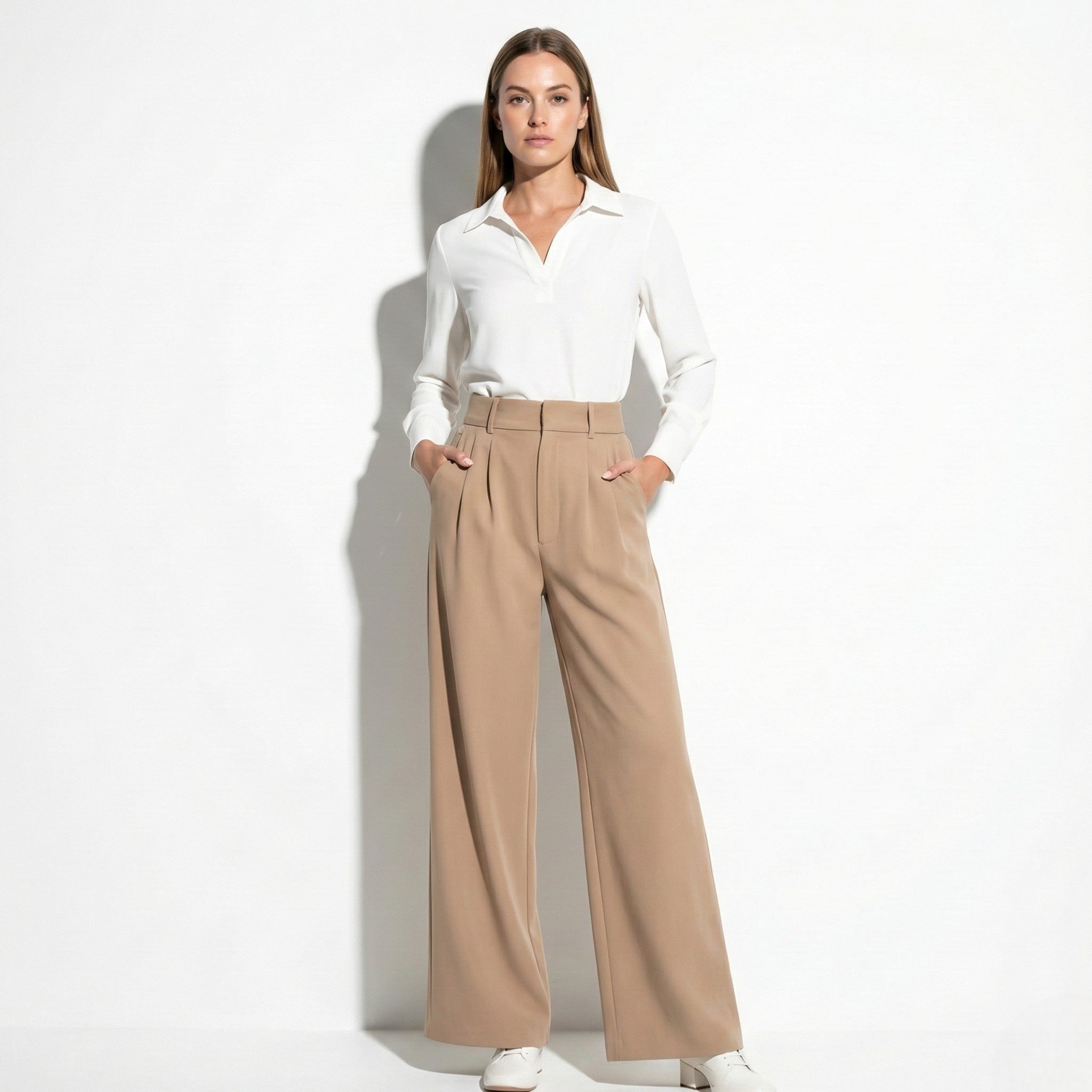 Georgia - Women's Relaxed Fit High-Waist Pleated Wide-Leg Trousers