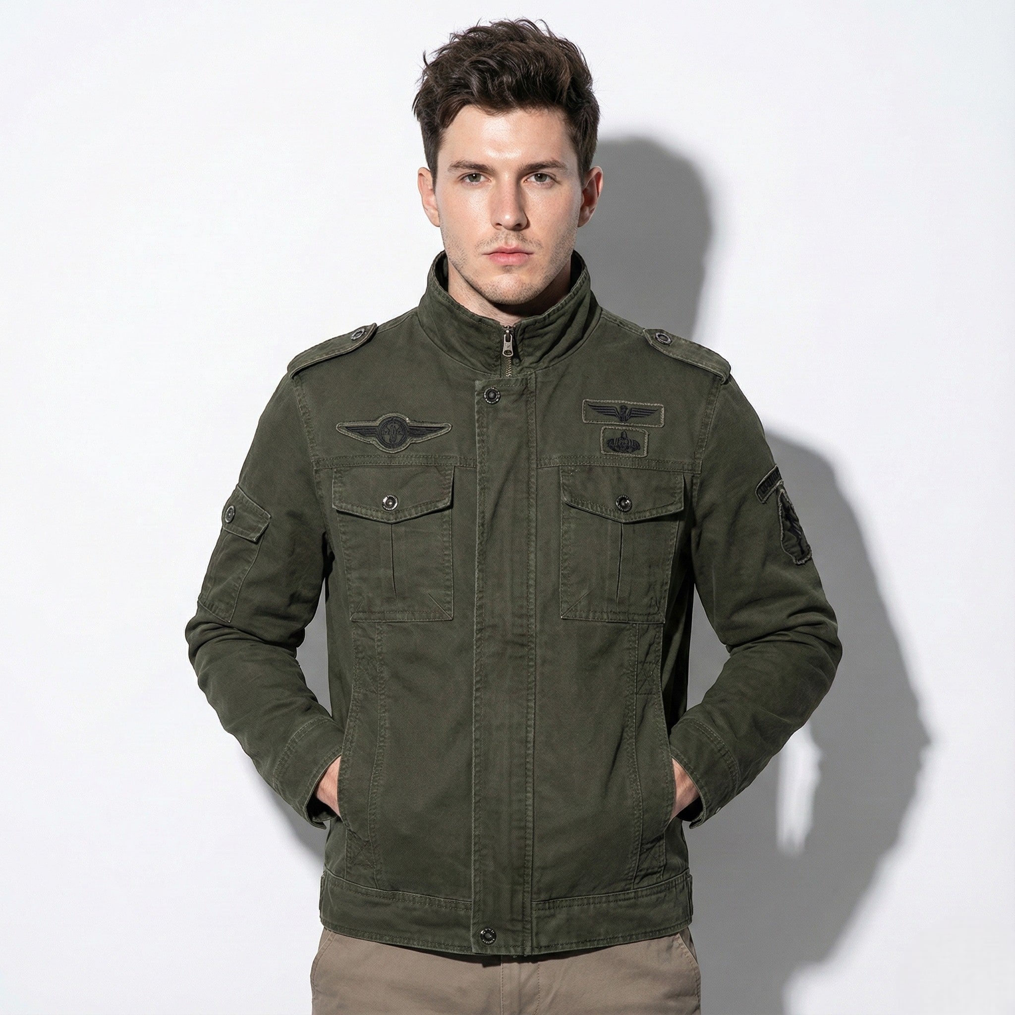 Joseph - Men's Military-Style Jacket with Stand Collar
