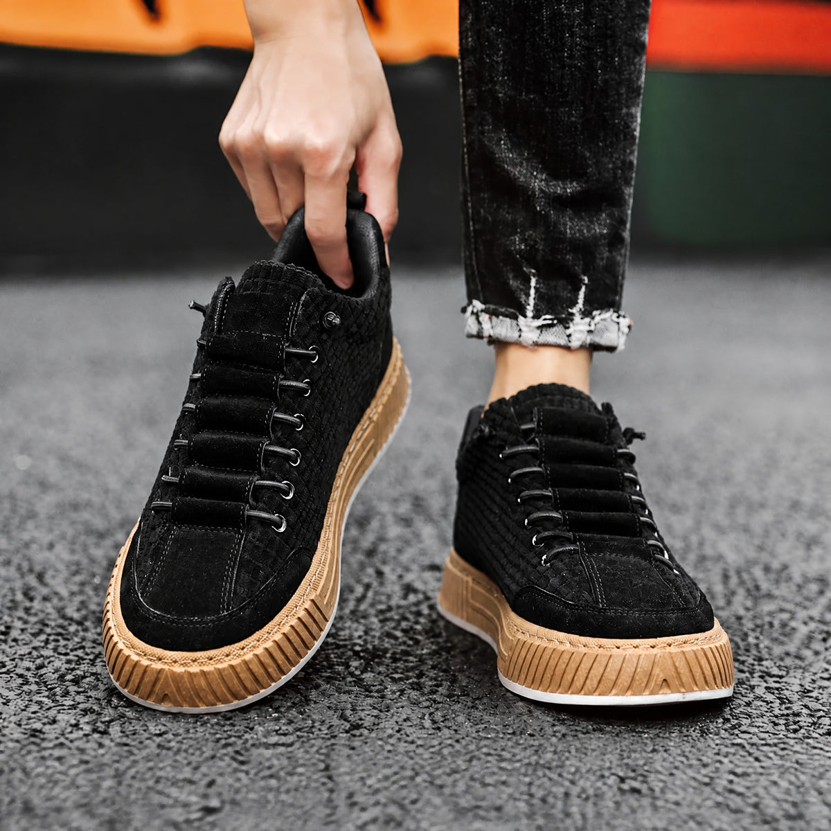 Jonas - Men's Orthopedic Quilted Low-Top Lace-Up Sneakers