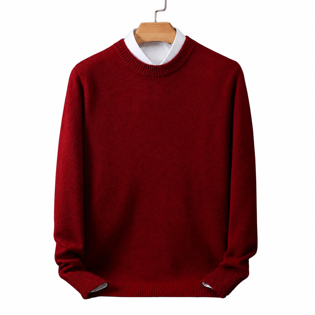 Daniel - Men's Mock Neck Layered-Look Sweater with Shirt Collar
