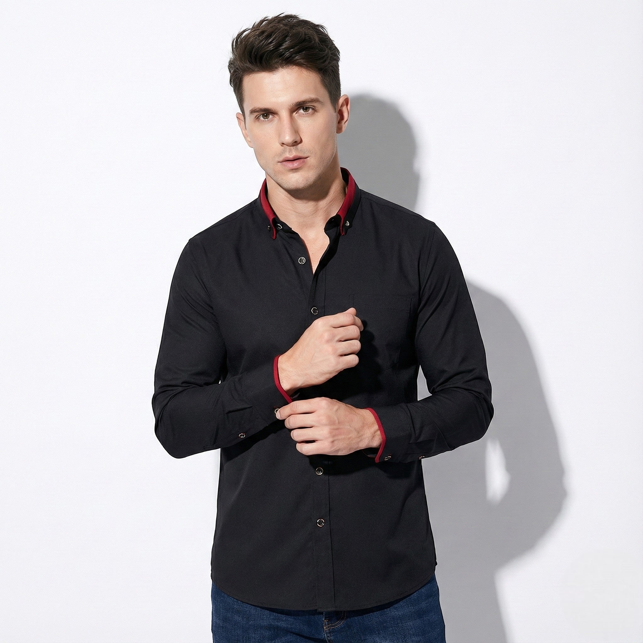 Jack - Men’s Wrinkle-Free Stretch Shirt with Stand-Up Collar
