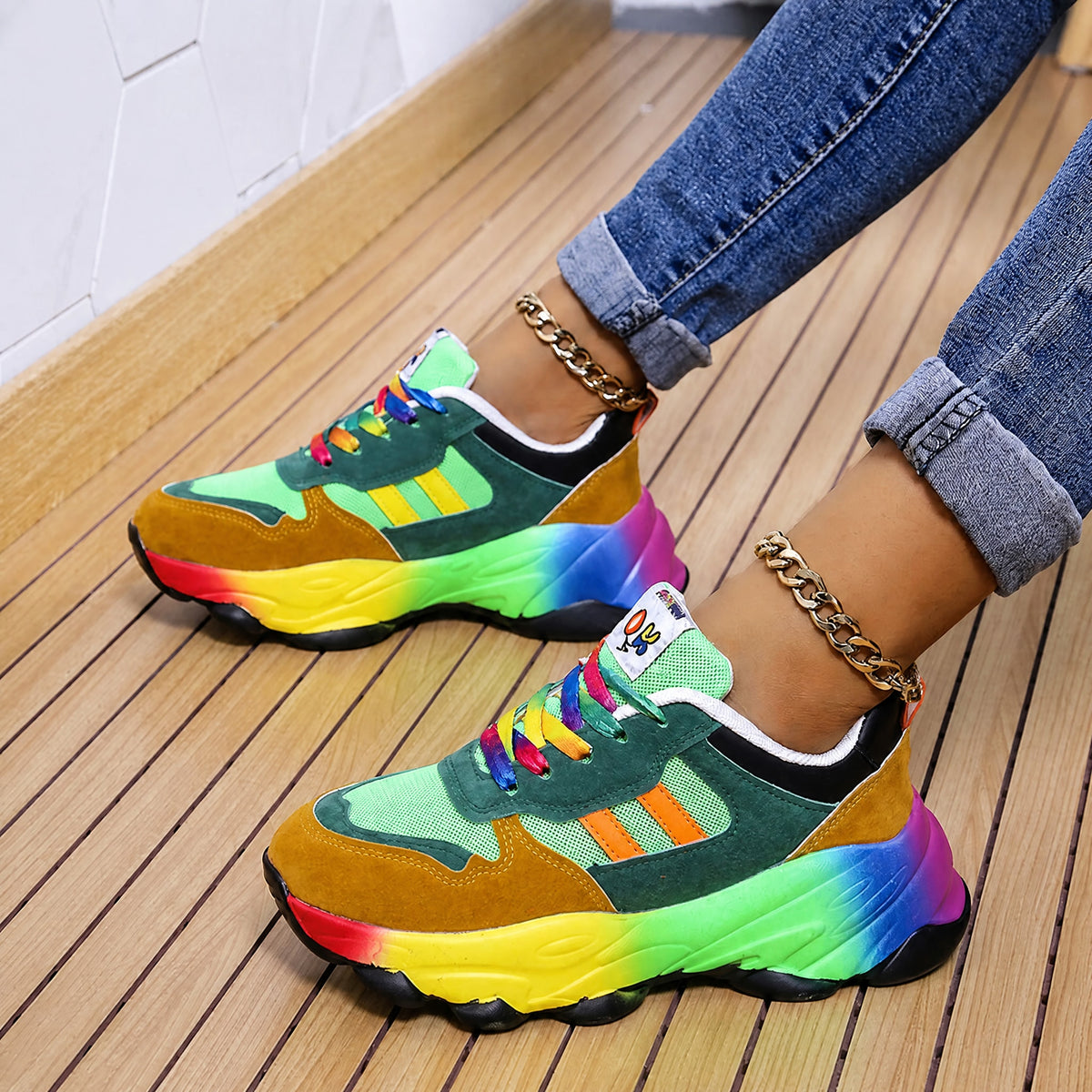 Ava - Women's Orthopedic Rainbow Multicolor Chunky Sneakers