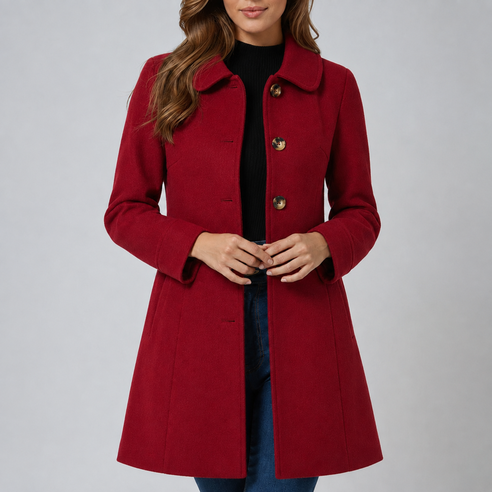 Charlotte - Women's Tailored Single-Breasted Coat with Notch Collar