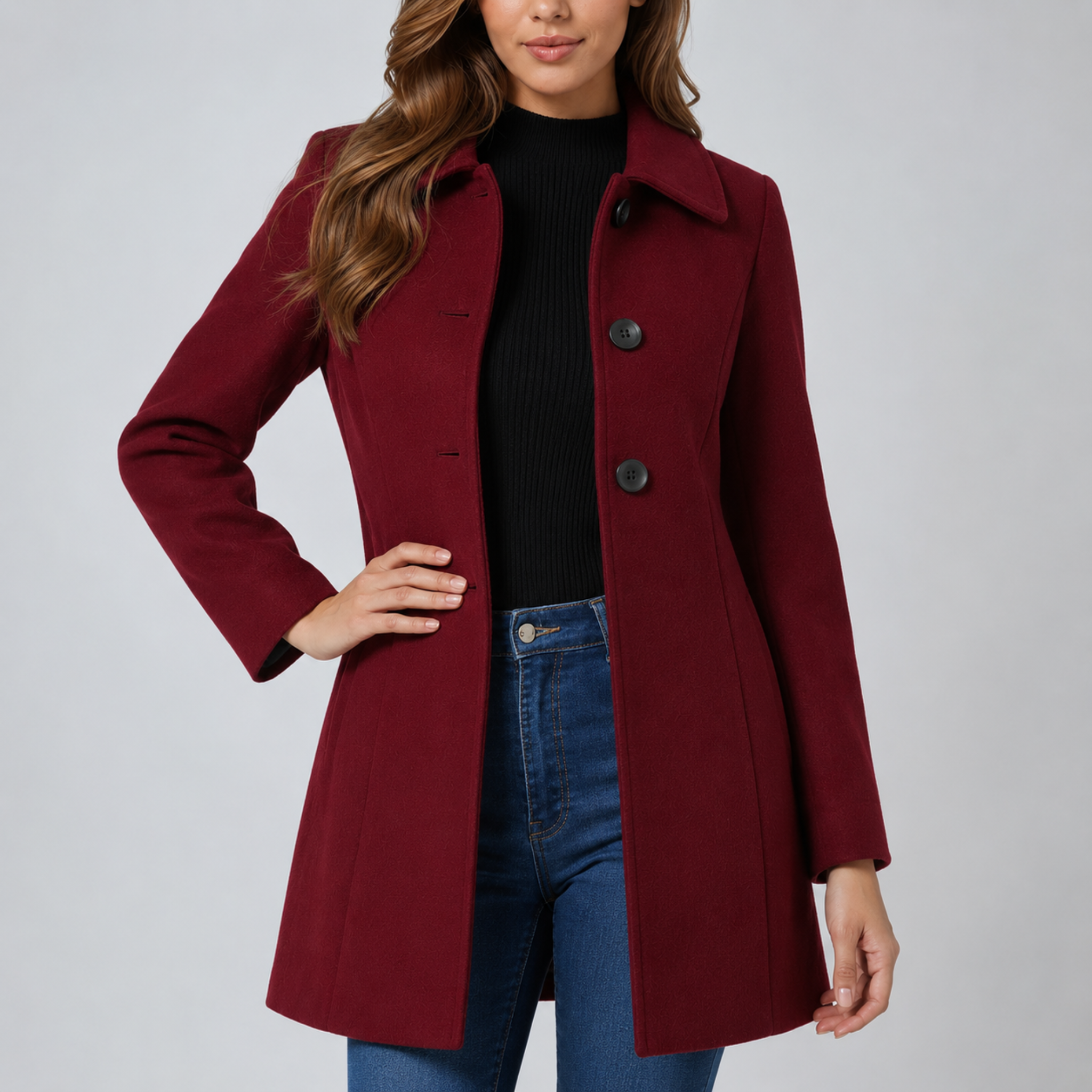 Charlotte - Women's Tailored Single-Breasted Coat with Notch Collar