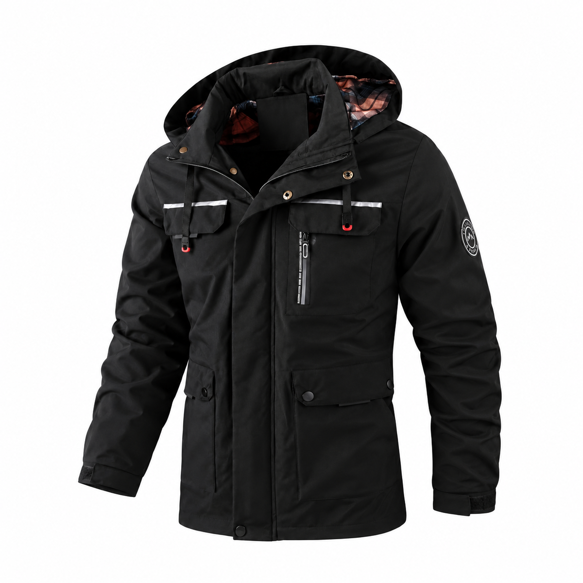 William - Men's Hooded Multi-Pocket Parka Jacket with Adjustable Drawcord Hem