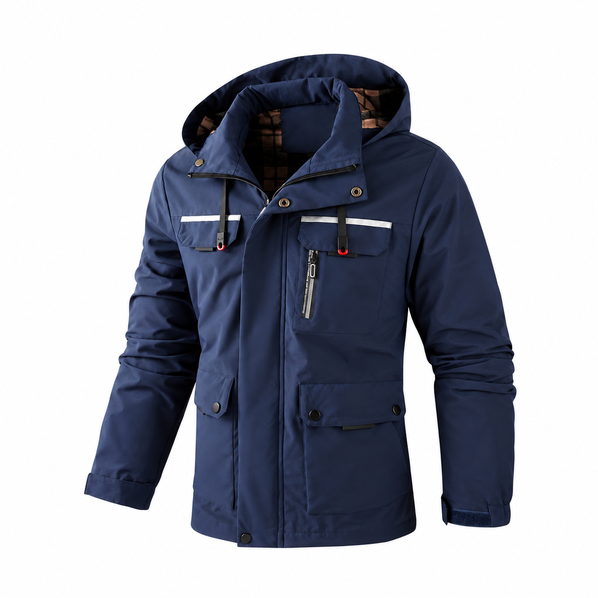 William - Men's Hooded Multi-Pocket Parka Jacket with Adjustable Drawcord Hem