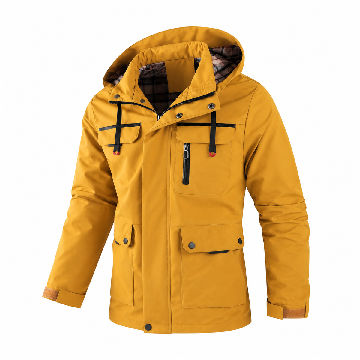 William - Men's Hooded Multi-Pocket Parka Jacket with Adjustable Drawcord Hem