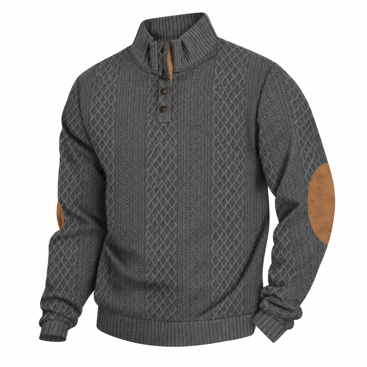 Thomas - Men's Cable Knit Quarter-Zip Sweater with Button Placket