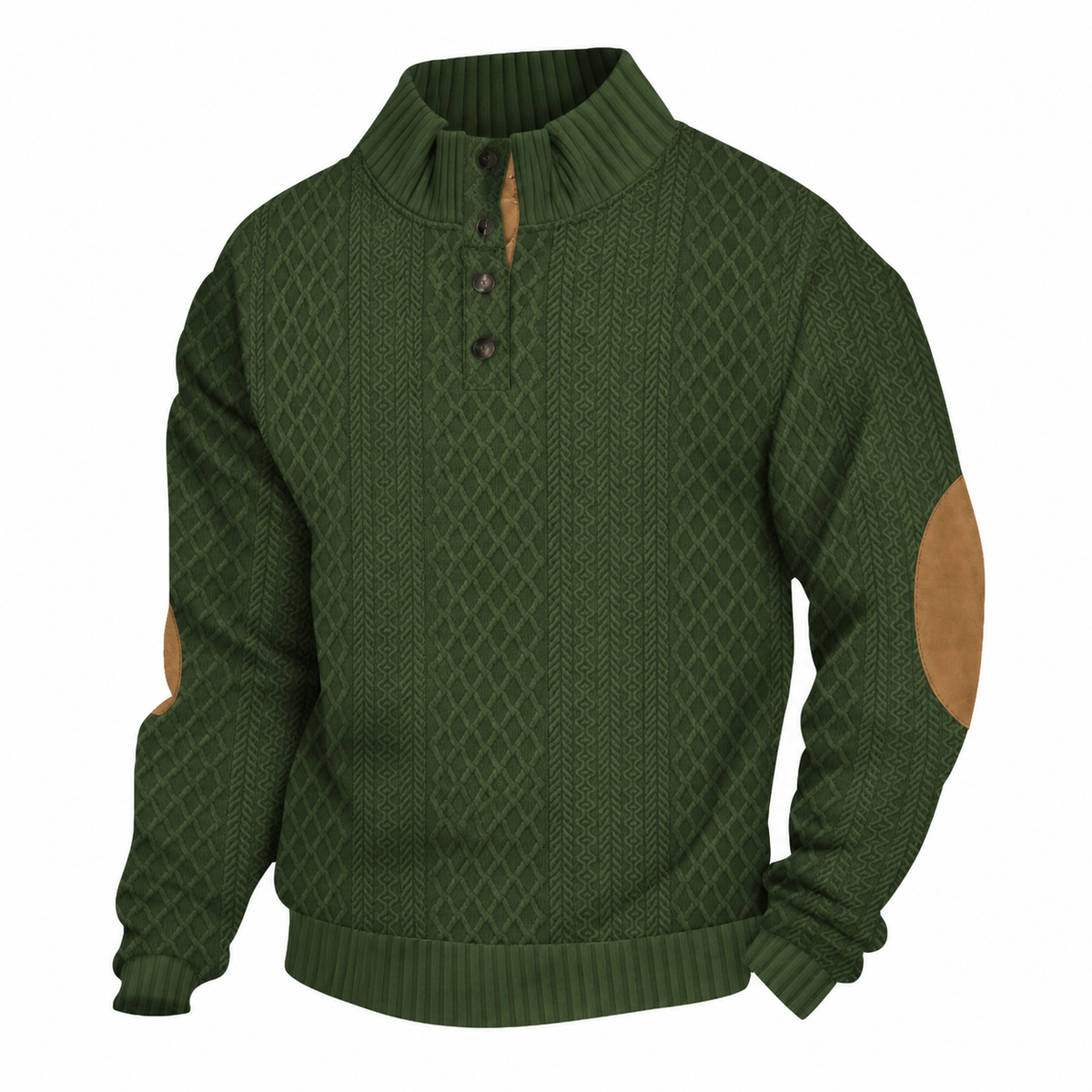 Thomas - Men's Cable Knit Quarter-Zip Sweater with Button Placket