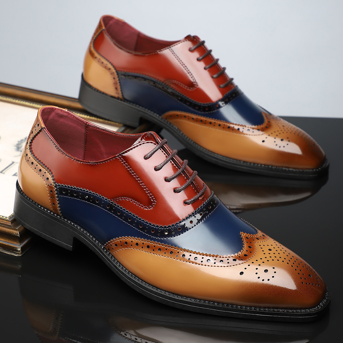 Theodore - Men's Colour Block Brogue Oxford Shoes