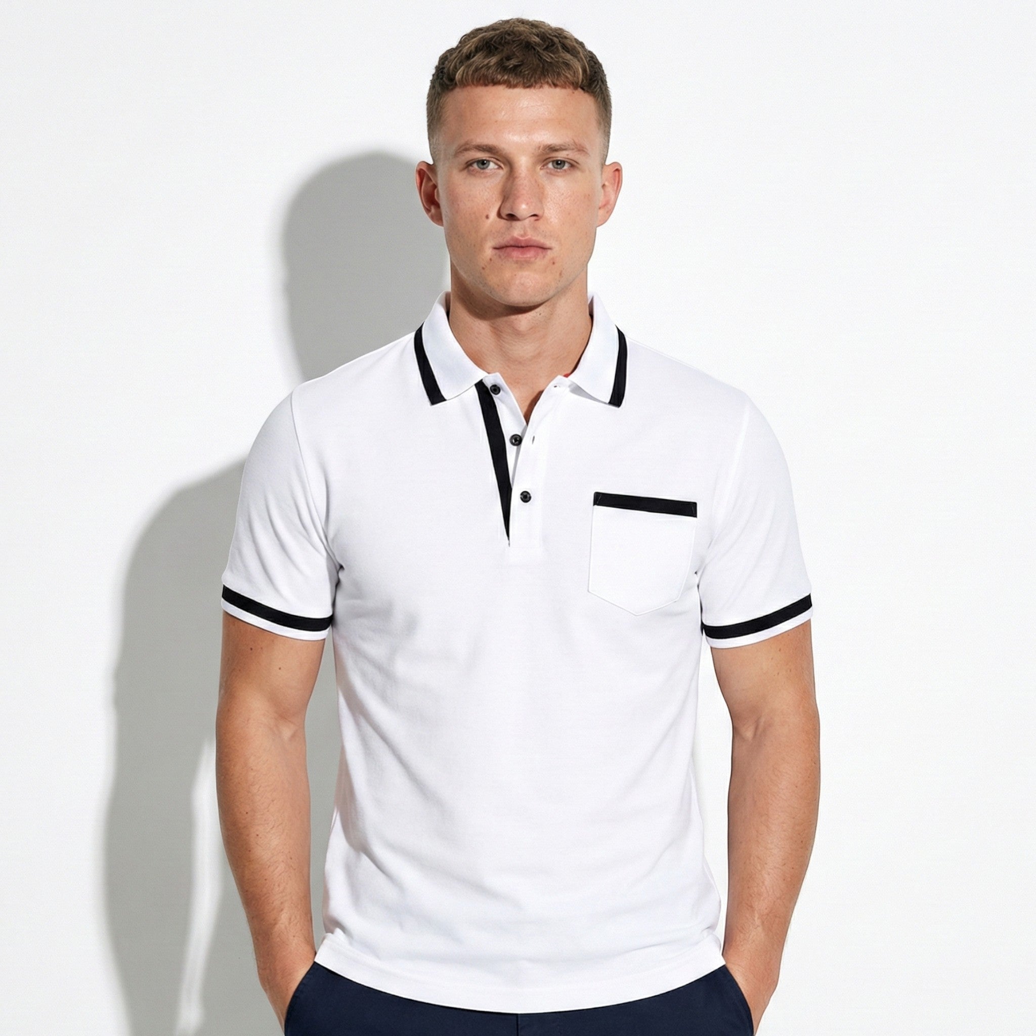 William - Men's Short Sleeve Polo Shirt with Contrast Trim