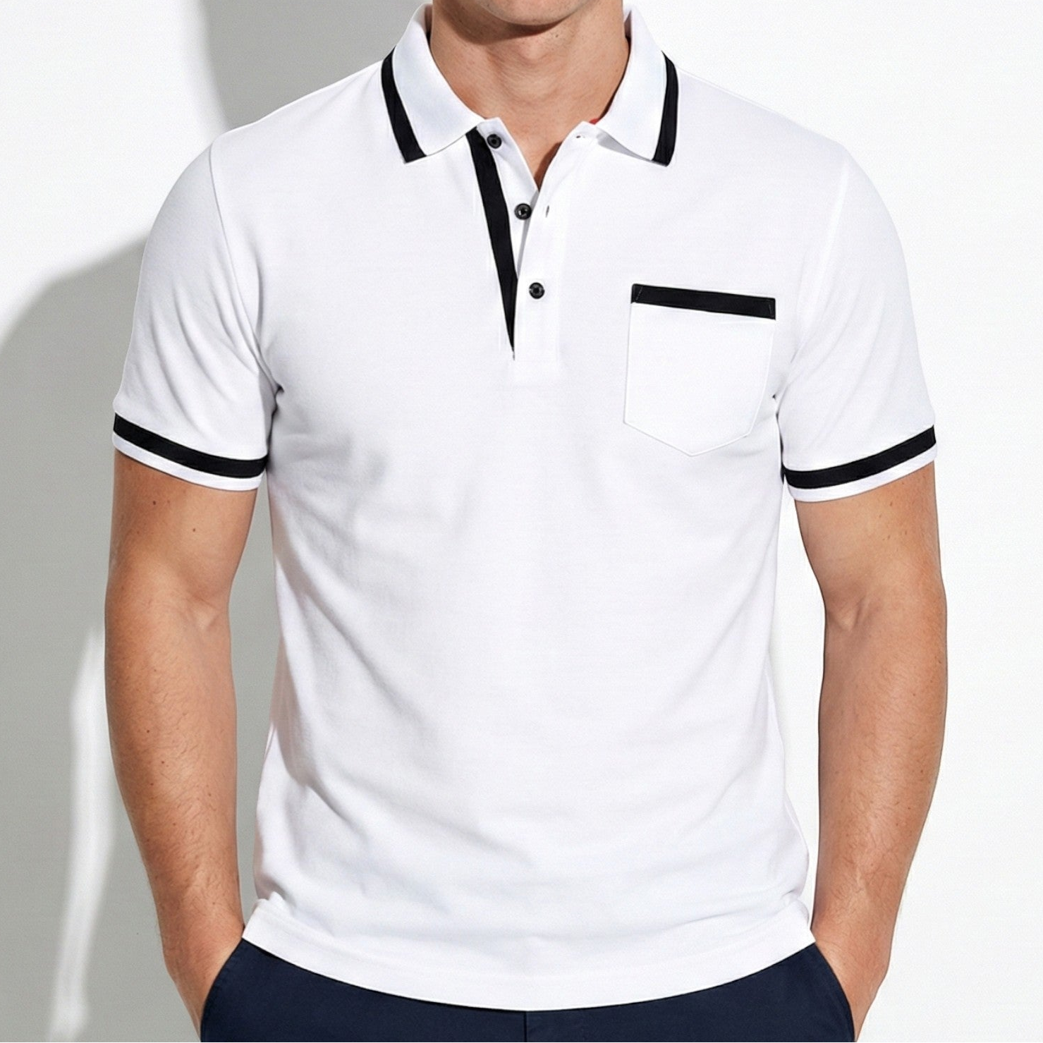 William - Men's Short Sleeve Polo Shirt with Contrast Trim