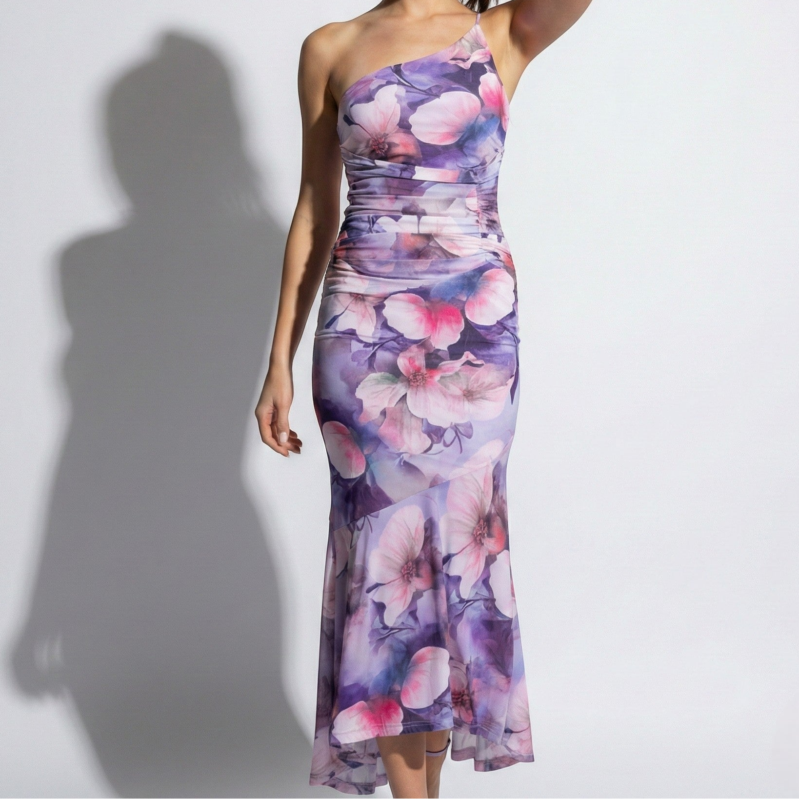 Amelia - Women's Floral Maxi Dress with One Shoulder Design