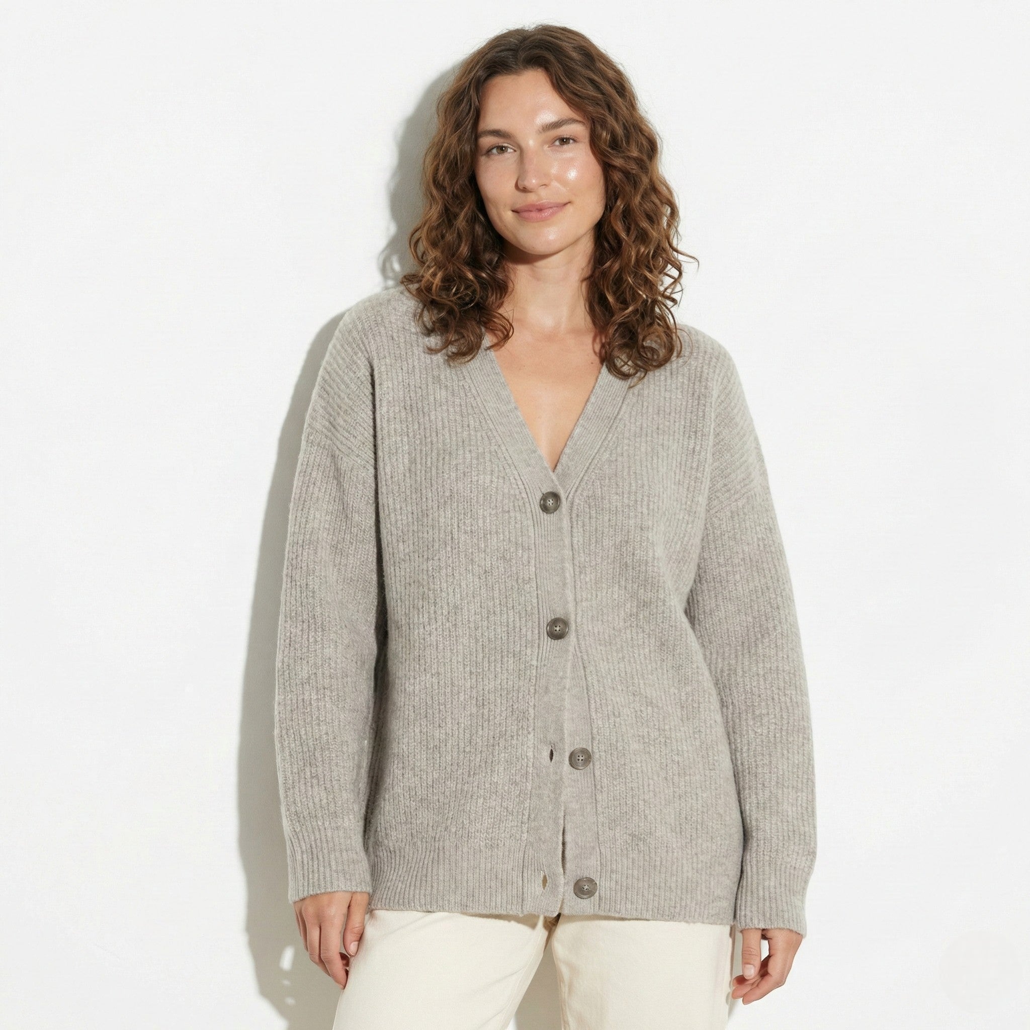 Millie - Women's Oversized Knit Cardigan with Button Closure