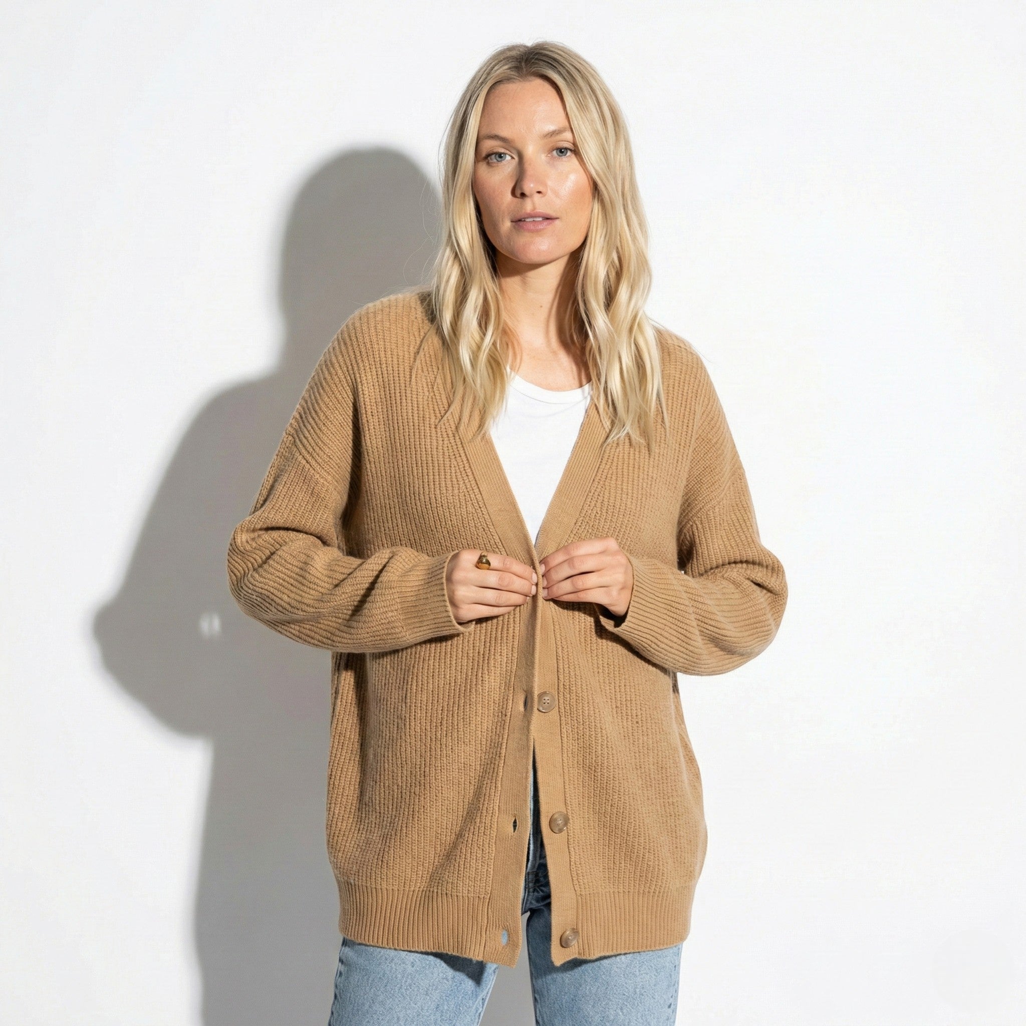 Millie - Women's Oversized Knit Cardigan with Button Closure