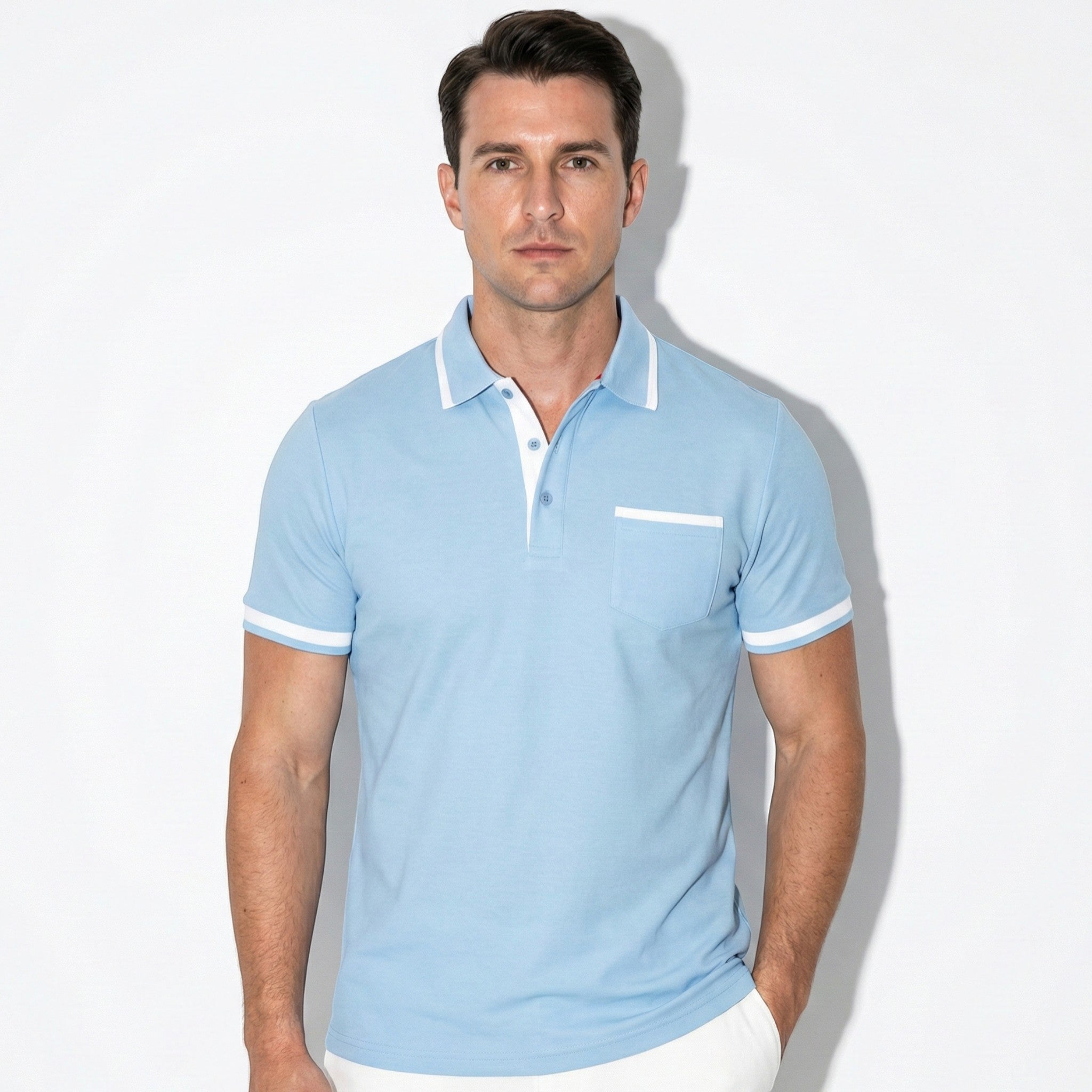 William - Men's Short Sleeve Polo Shirt with Contrast Trim