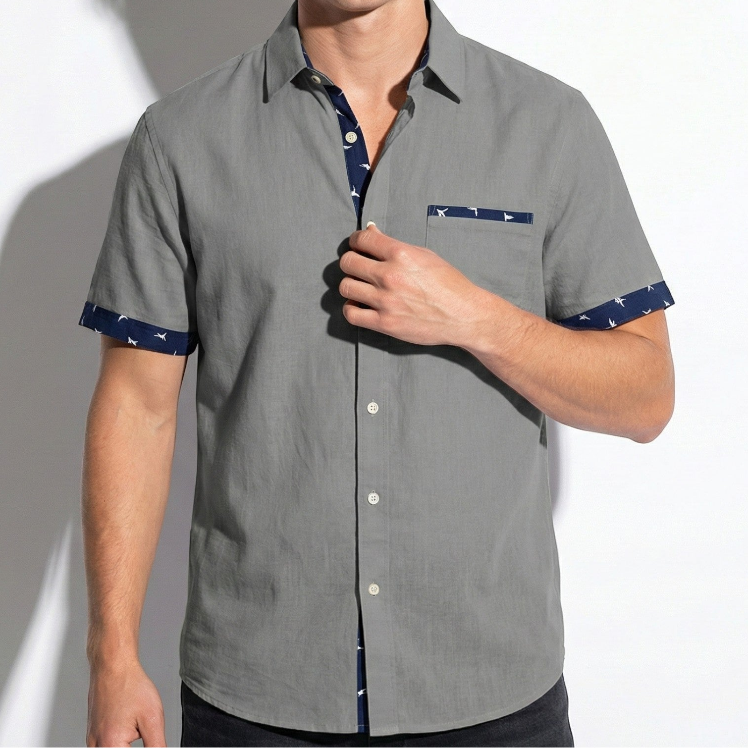 Arthur - Men's Short Sleeve Shirt with Contrast Trim