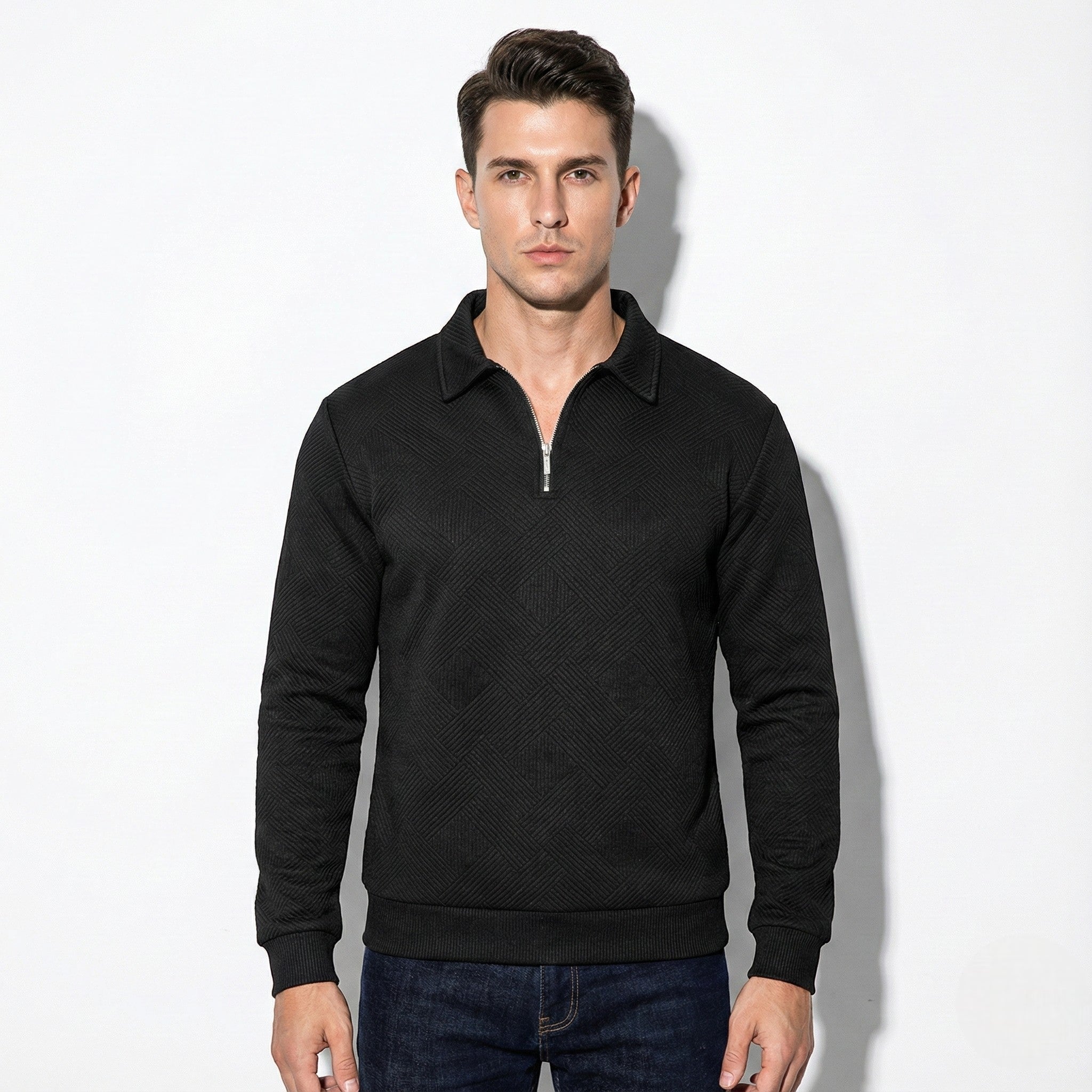 Bruno – Men’s Wool Sweater with Zip Collar