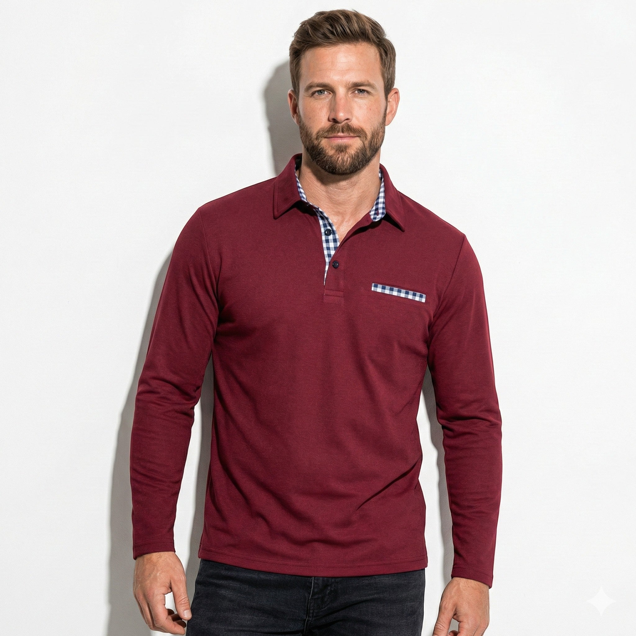 Jack - Men's Long Sleeve Polo Shirt with Classic Collar