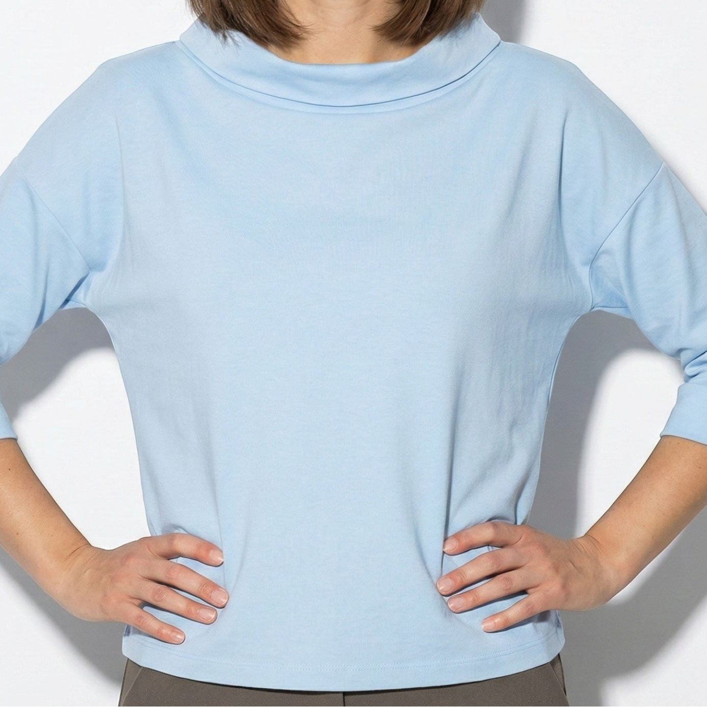 Louise - Women’s Boat Neck Top with Rolled Collar