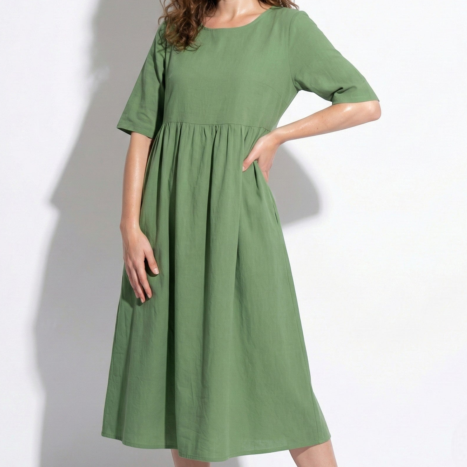 Florence - Women's Breathable Midi Dress with Functional Pockets