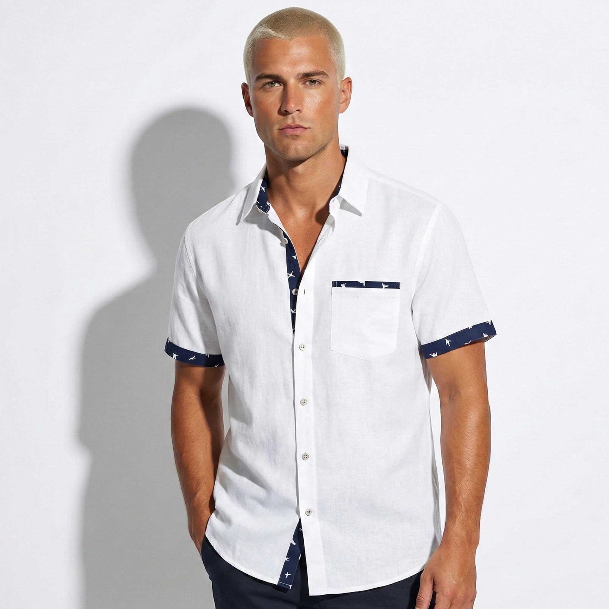 Arthur - Men's Short Sleeve Shirt with Contrast Trim