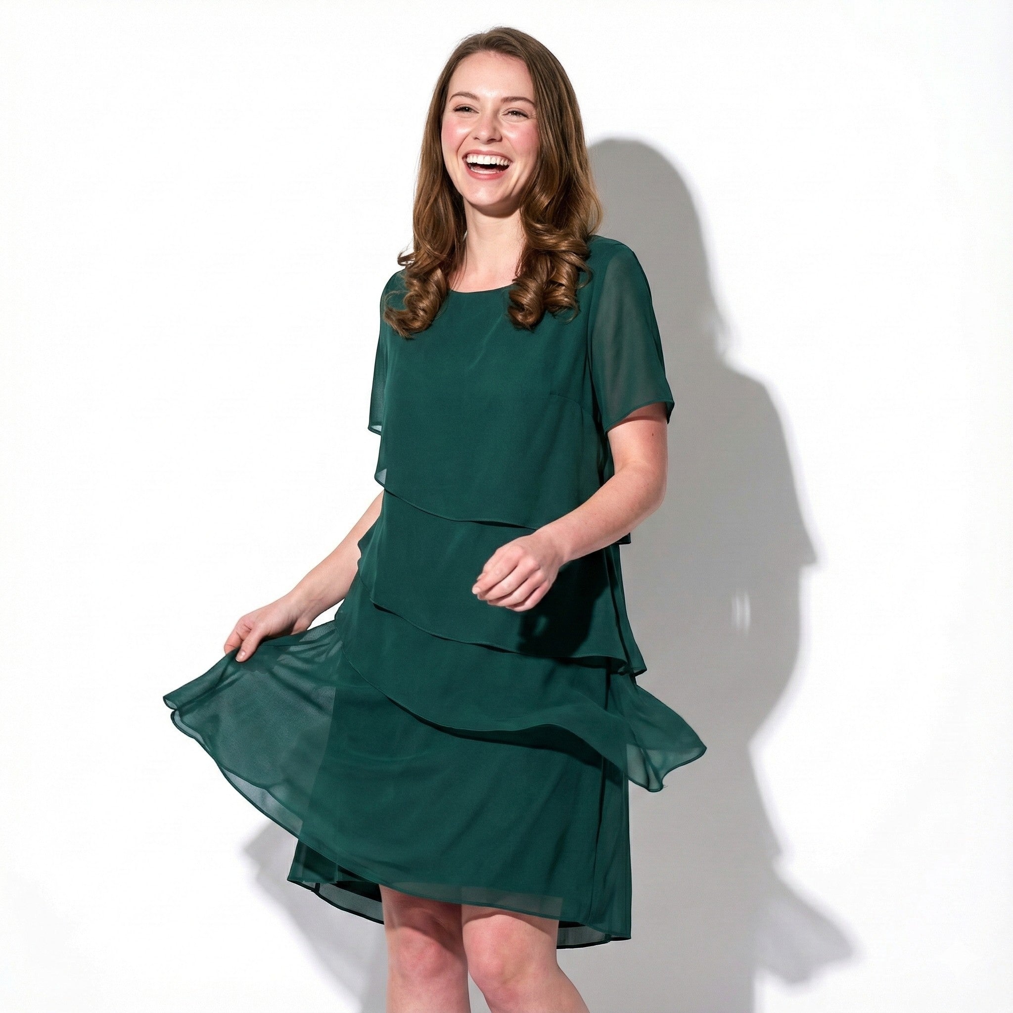 Arya - Women's Tiered Mini Chiffon Dress