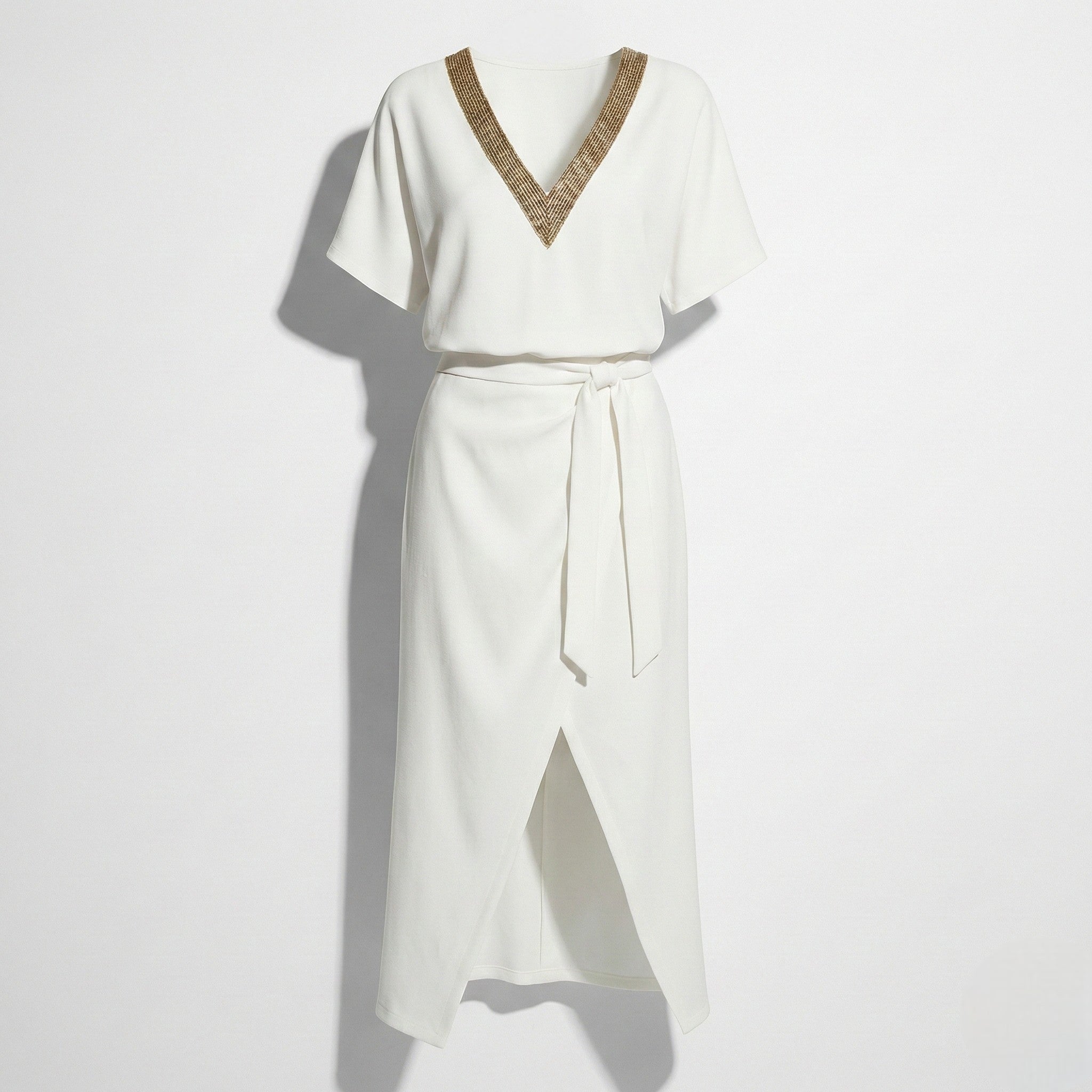 Grace - Women's V-Neck Pleated Midi Dress