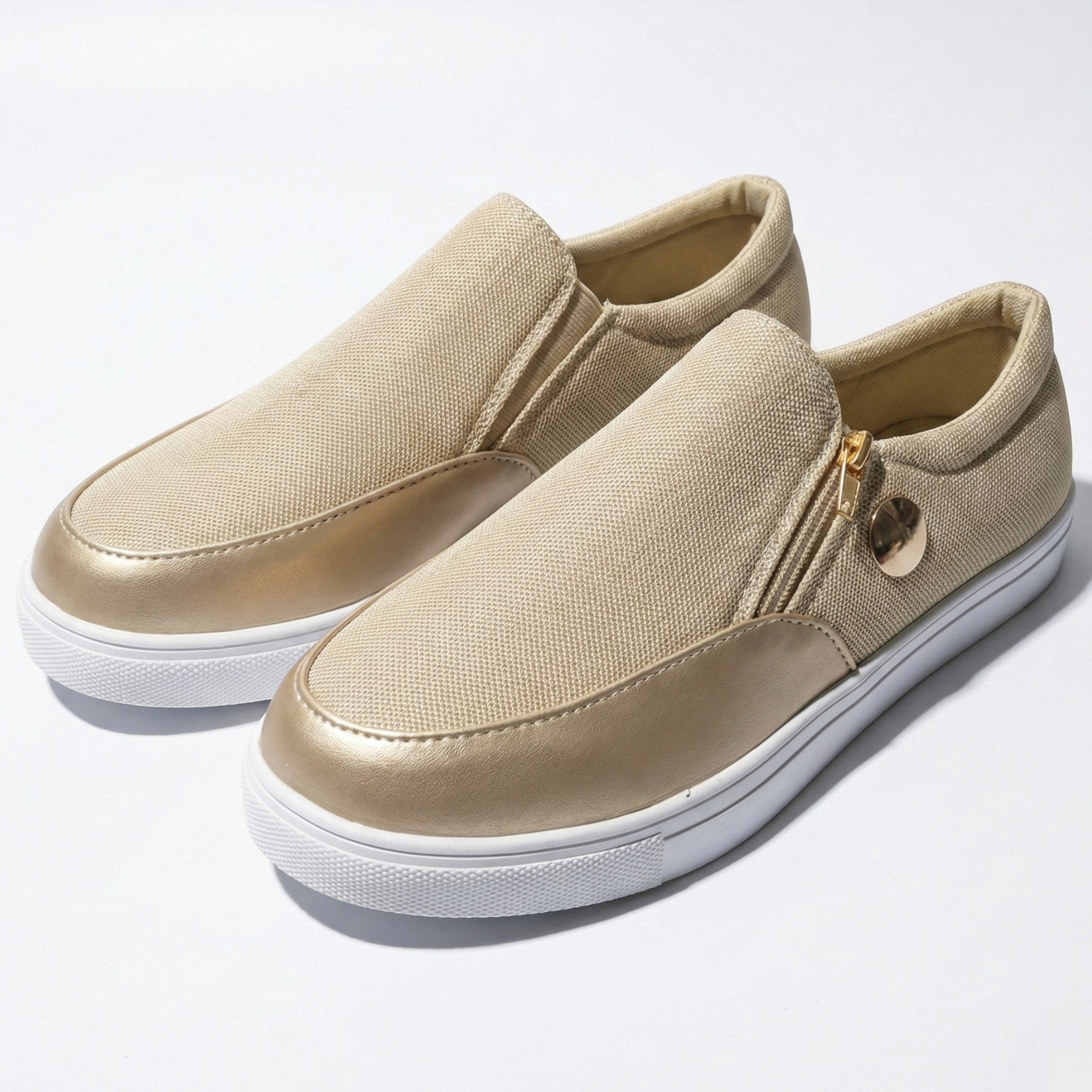 Liana - Women's Breathable Zip-Up Trainers with Textured Finish