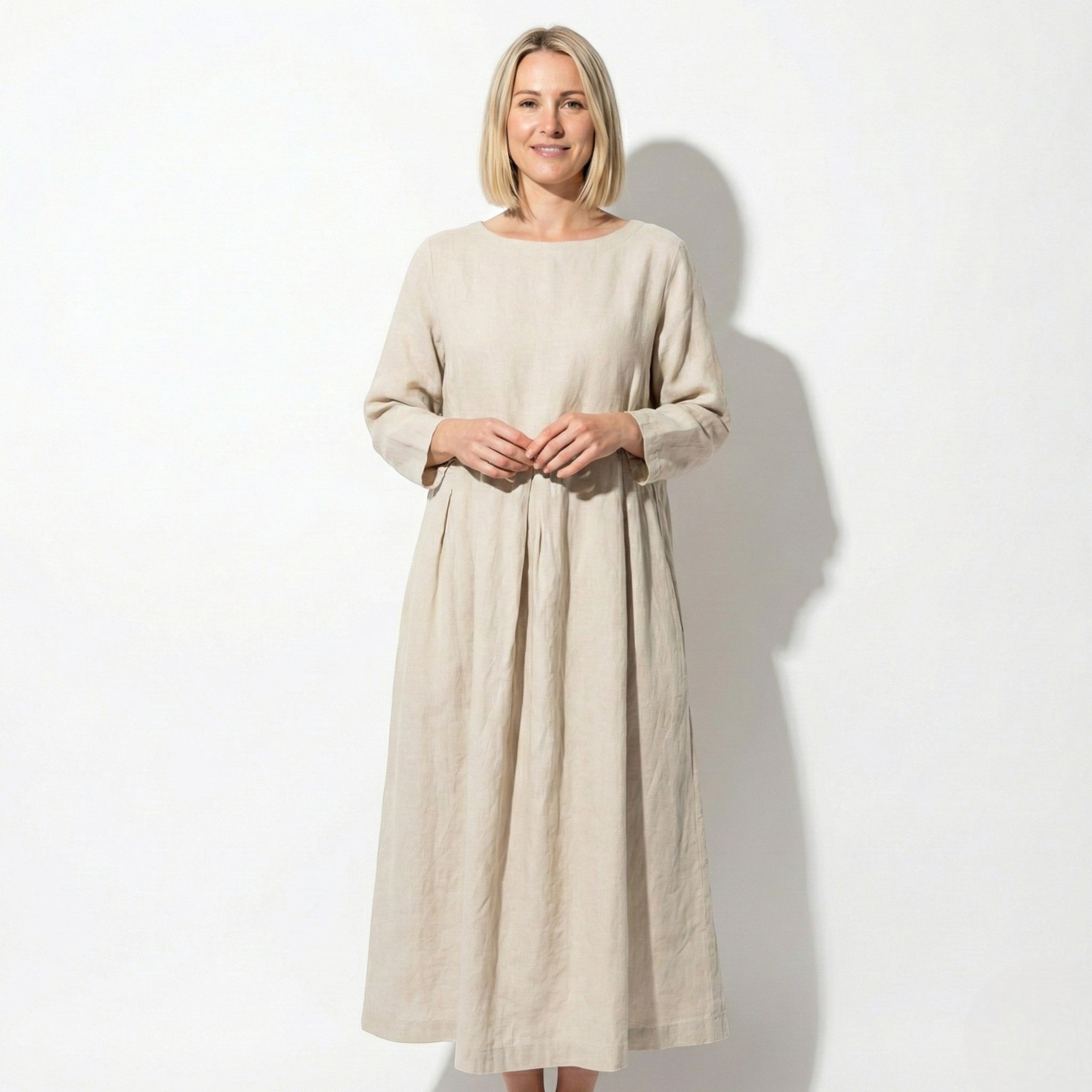 Eleanor - Women’s Long Sleeve Maxi Dress with Printed Detail
