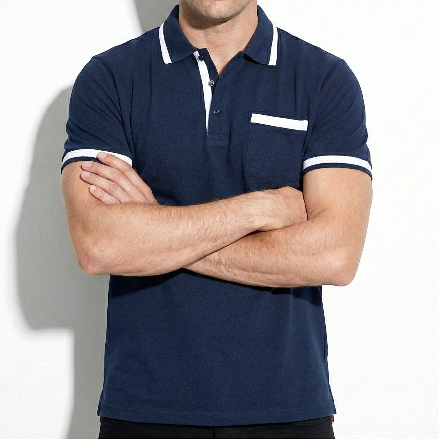 William - Men's Short Sleeve Polo Shirt with Contrast Trim