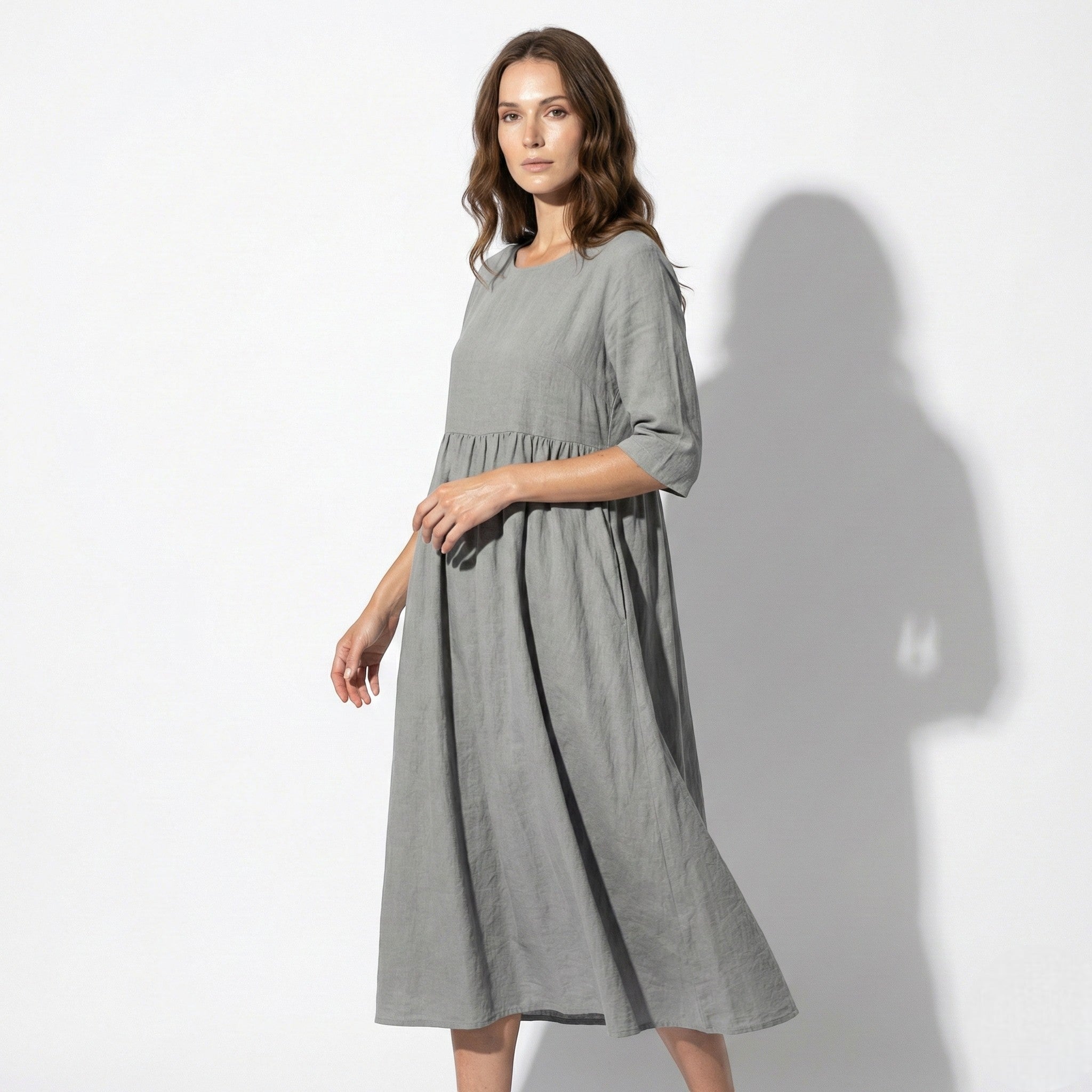 Florence - Women's Breathable Midi Dress with Functional Pockets