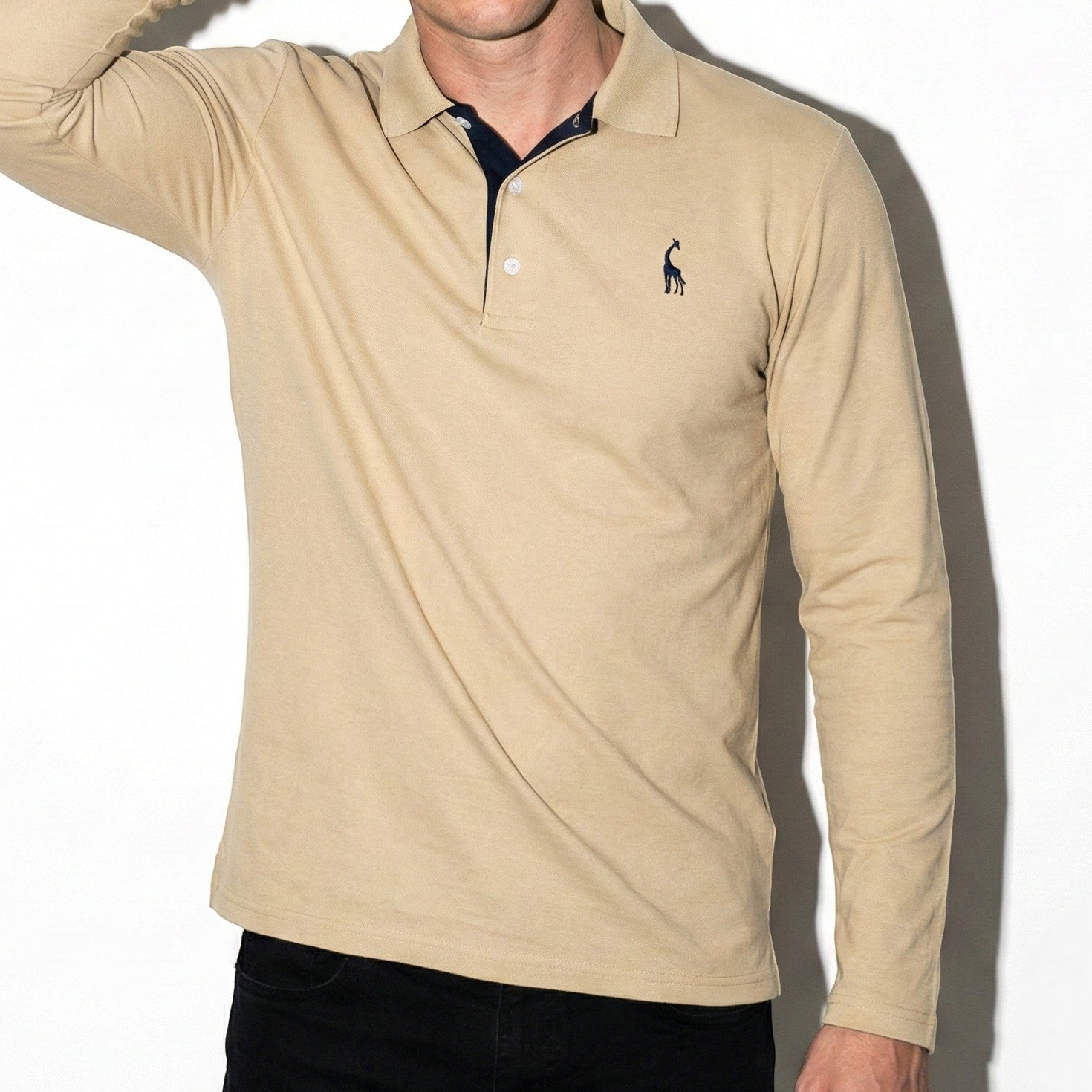 Arthur - Men's Long-Sleeved Polo Shirt with Contrast Detail