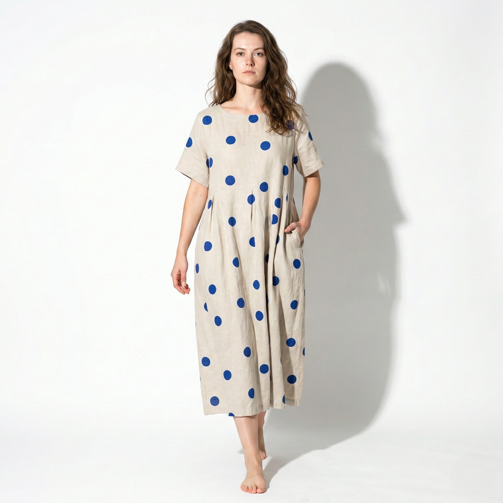 Amelia - Women’s Midi Dress with Abstract Print and Loose Fit
